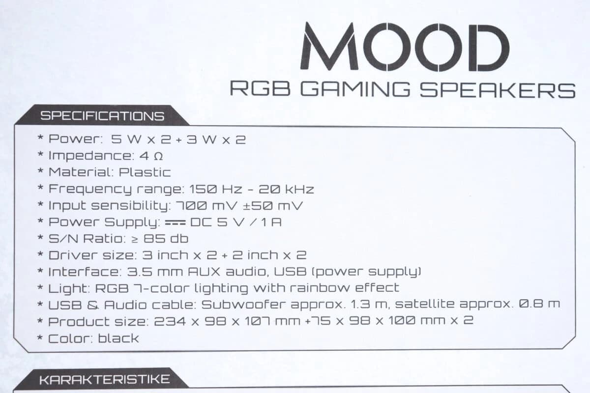 Zvučnici White Shark Mood GSP-968 RGB 2.1 16W