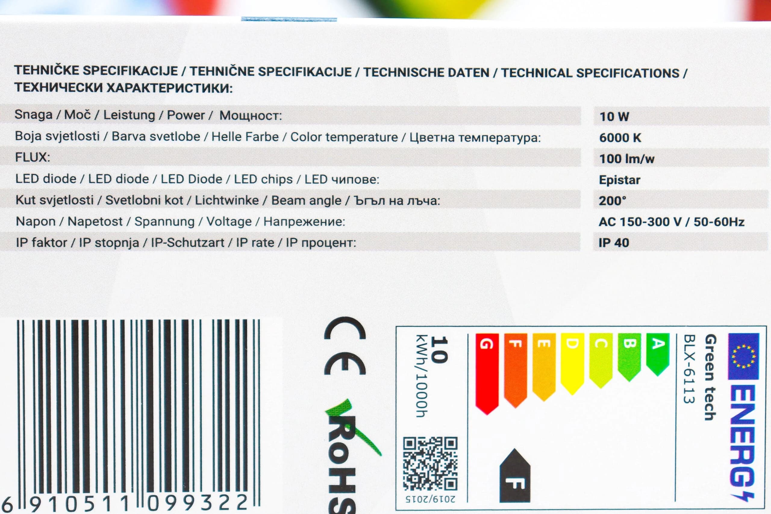 LED sijalica Green Tech BLX-6113 10W E27 6000K