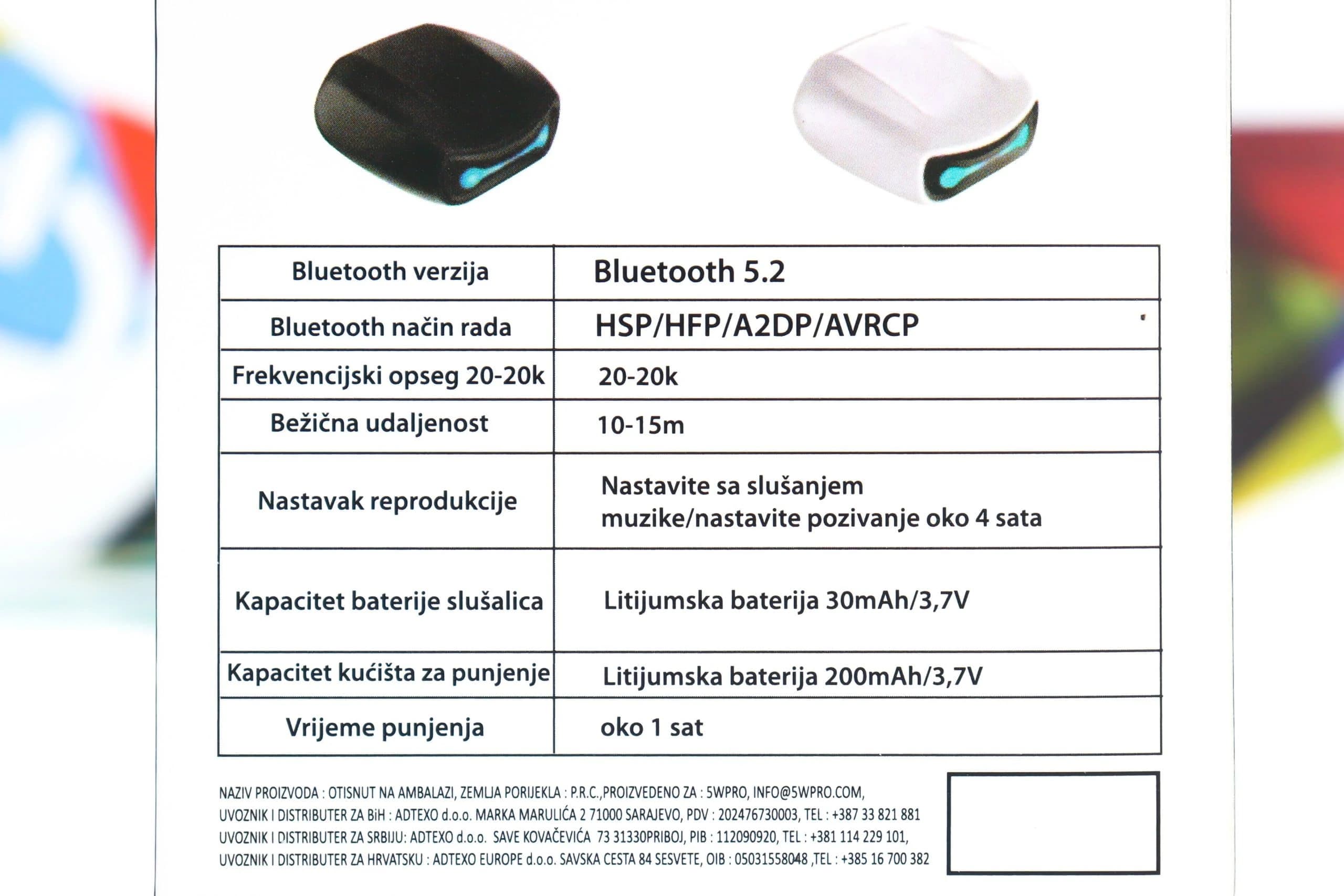Slušalice bežične 5WPRO Trigger Bluetooth crne