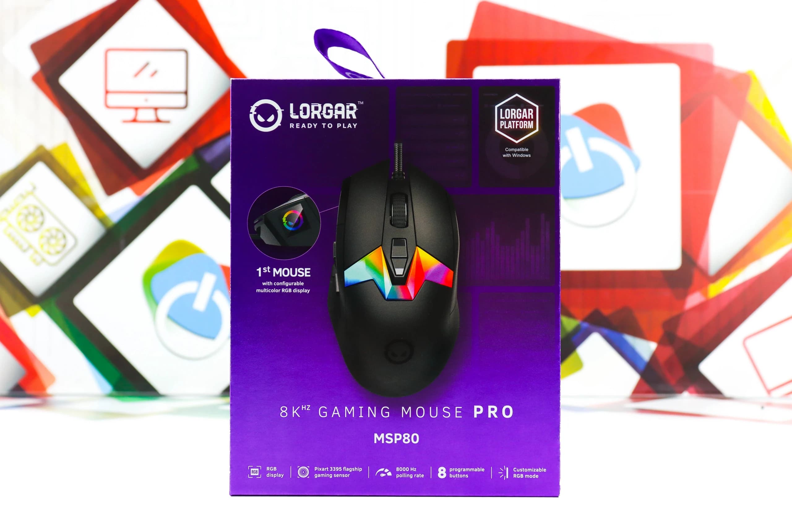 Gaming miš Lorgar MSP80 crni RGB 26.000 DPI