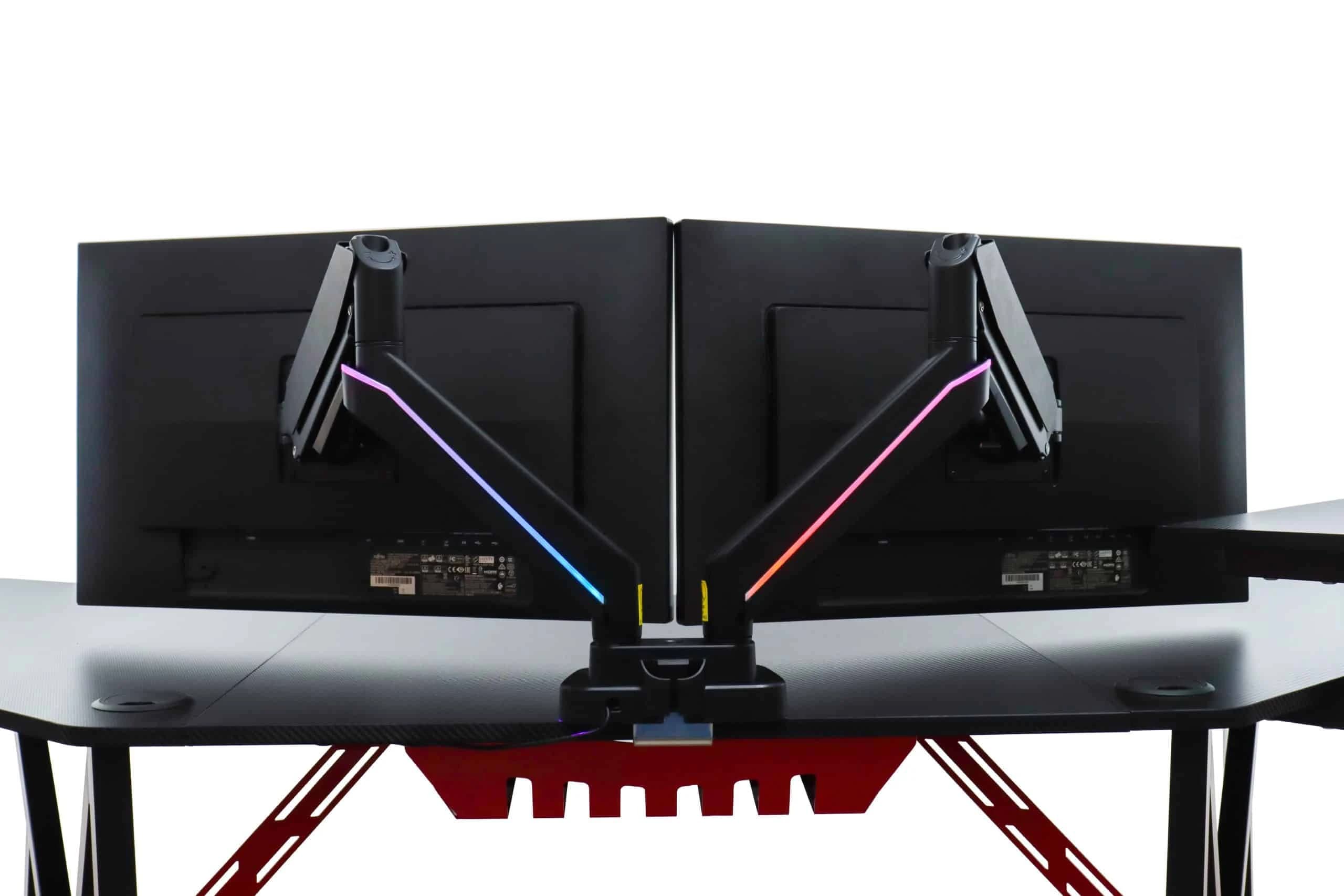 Stolni nosač za monitore dvostruki s RGB osvjetljenjem