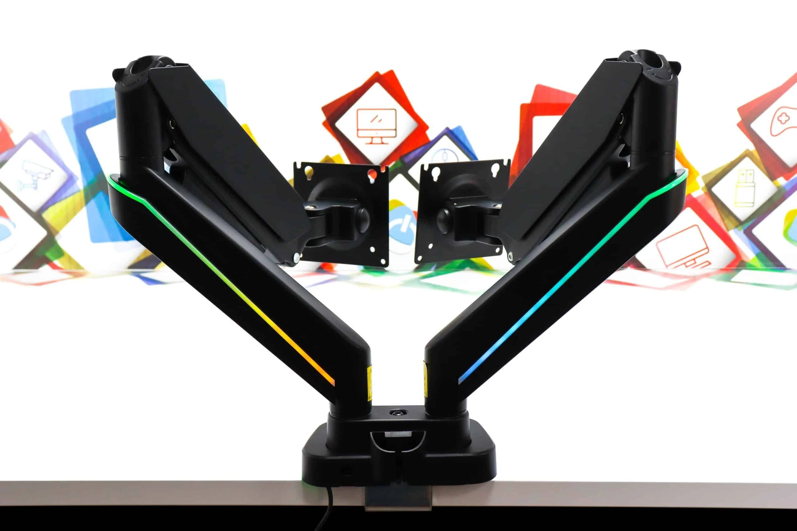 Stolni nosač za monitore dvostruki s RGB osvjetljenjem