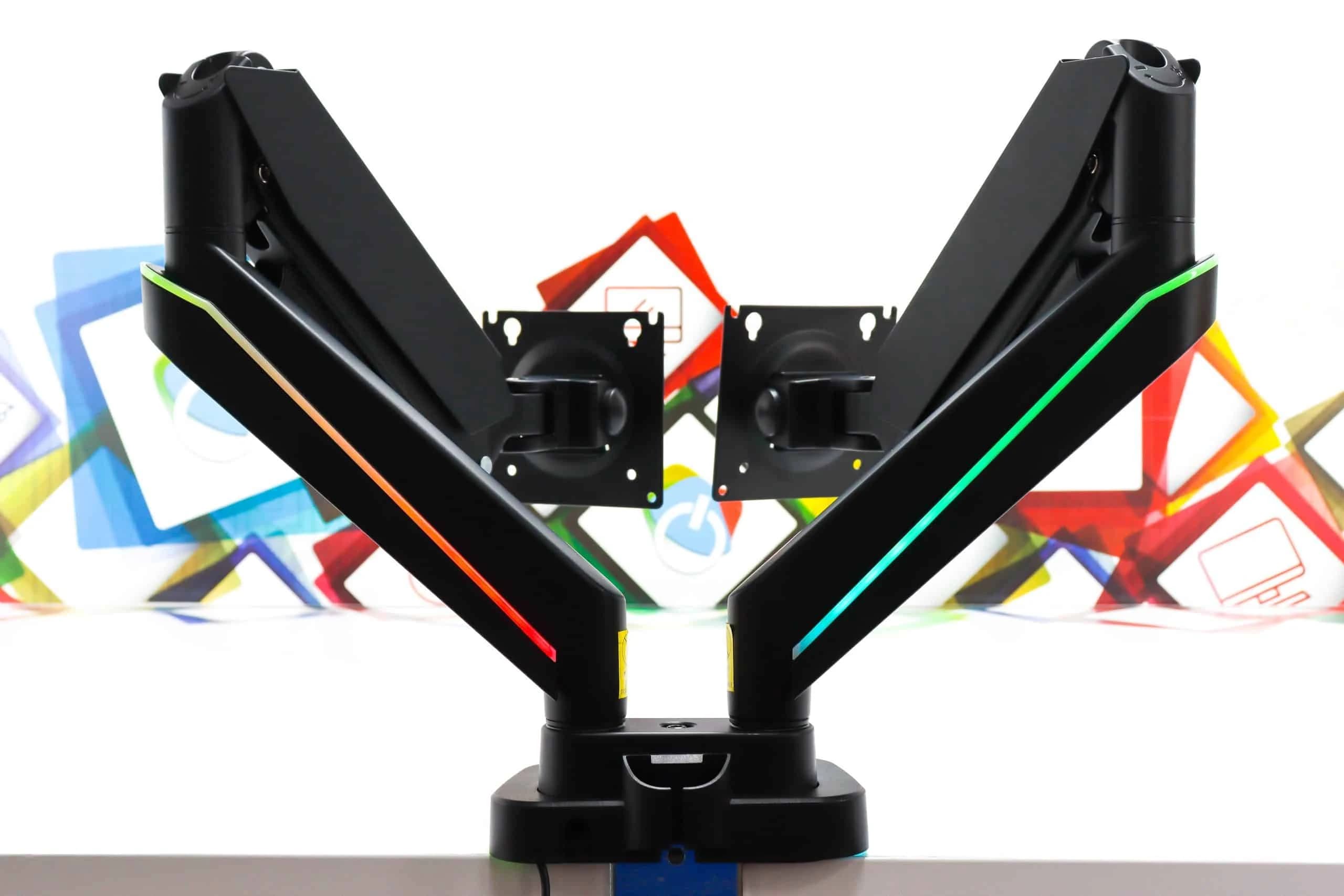 Stolni nosač za monitore dvostruki s RGB osvjetljenjem