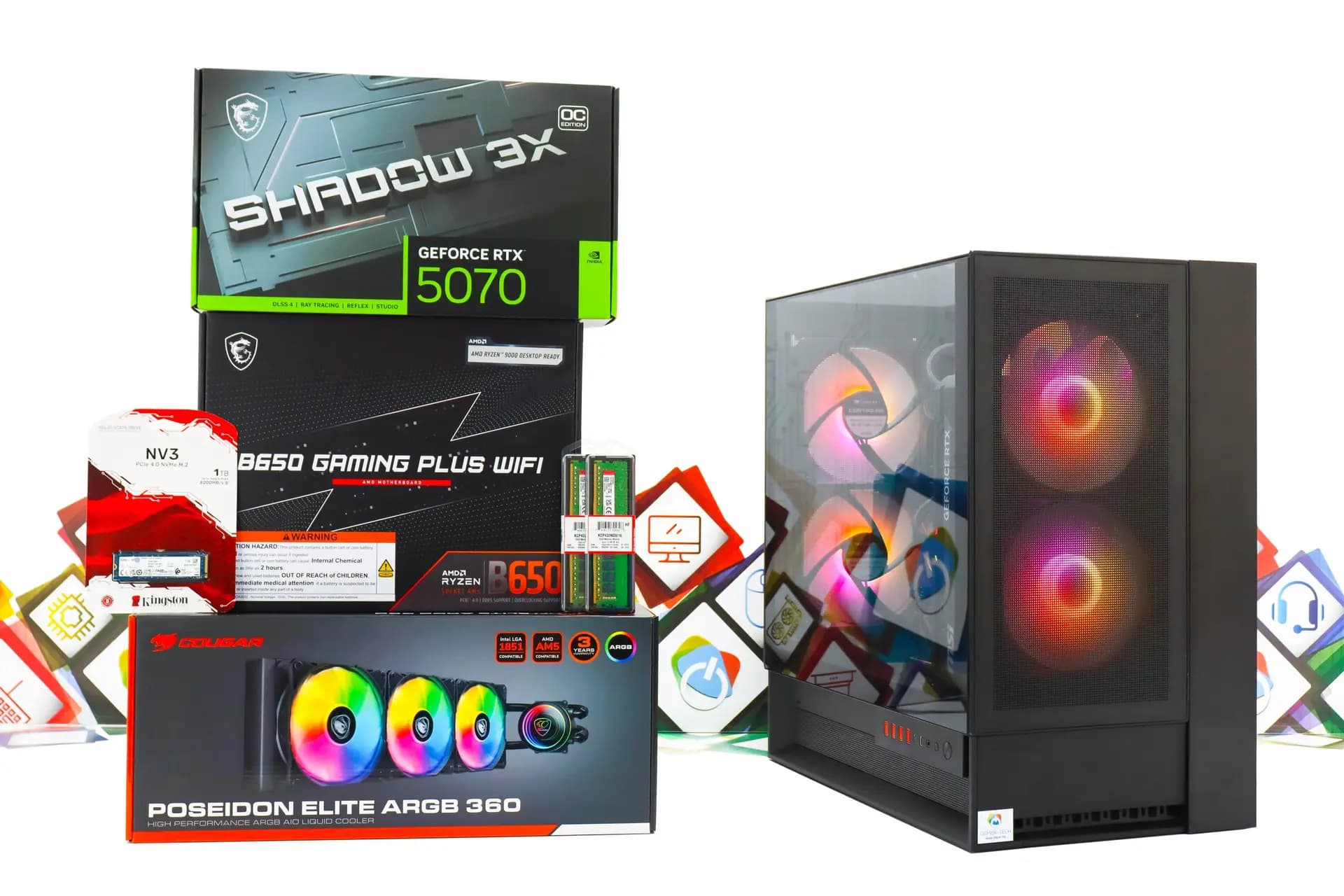 Gaming PC Cougar OmnyX 01 R5 7600X RTX 5070 1TB SSD 32GB DDR5
