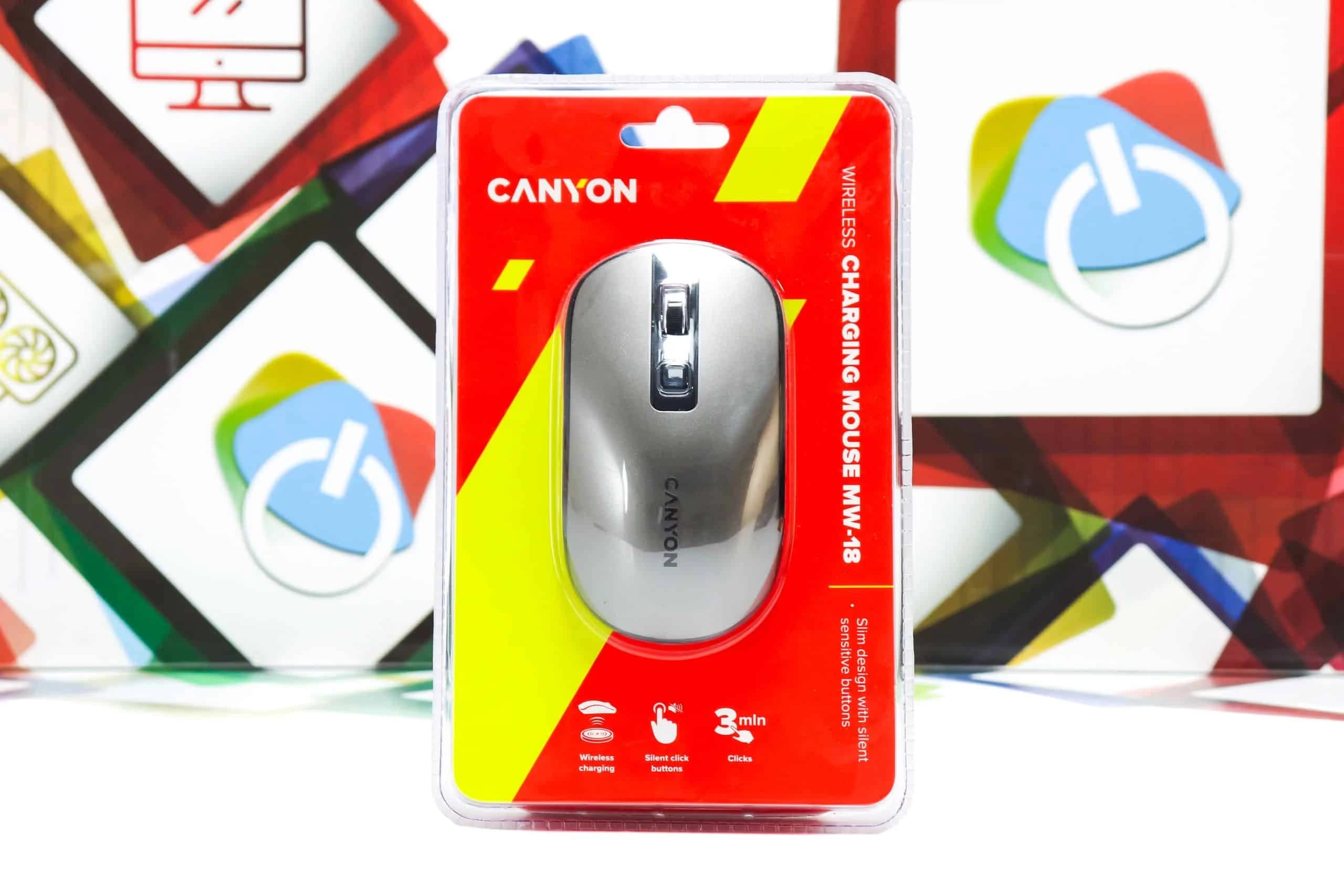 Miš bežični Canyon MW-18 punjivi tihi klik 1600dpi tamnosivi