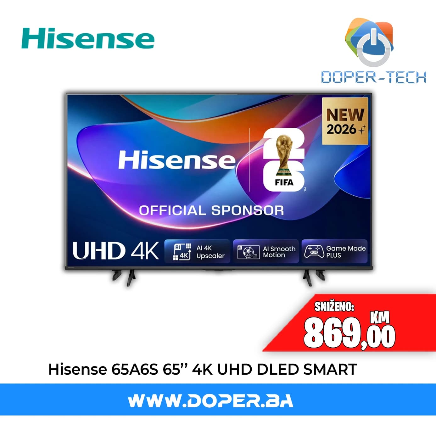 TV Hisense 65A6S 65" LED 4K UHD Smart 60Hz