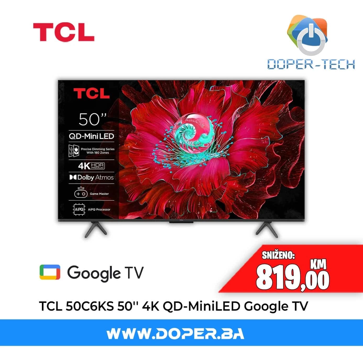 TV TCL 50C6KS 50" QD-MiniLED 4K UHD Smart Google TV
