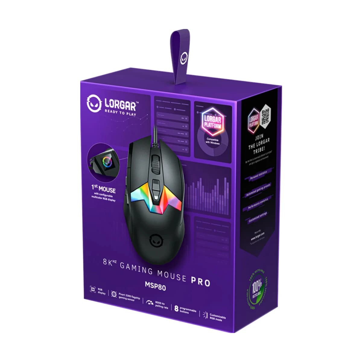 LORGAR MSP80, 8000 Hz Gaming Mouse Pro, Black