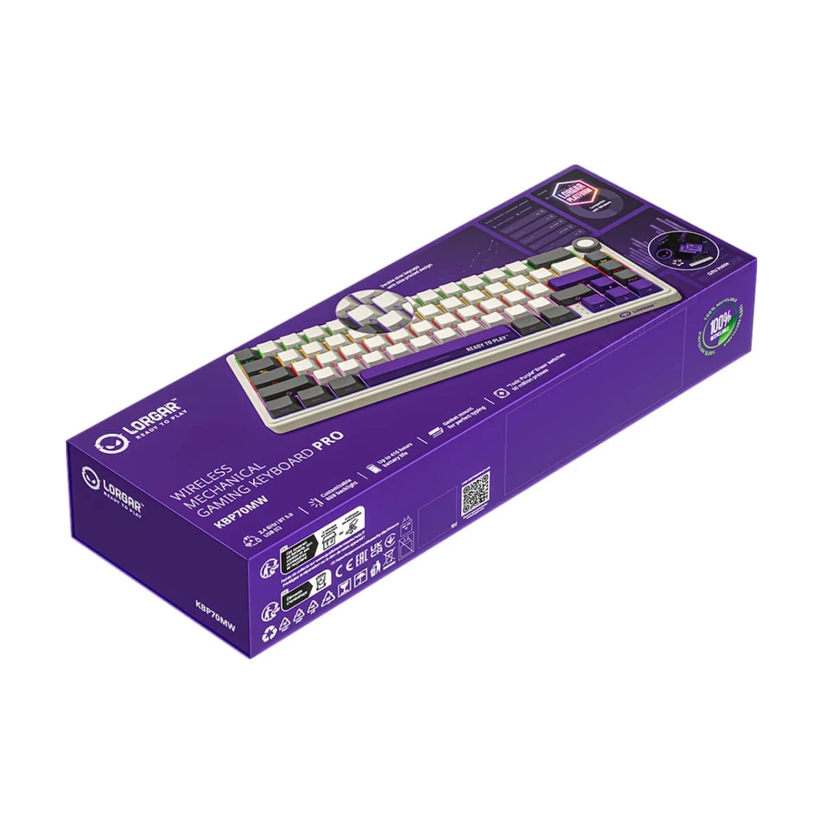 LORGAR KBP70MW, Wireless 65% Mechanical Gaming Keyboard Pro, Beige, EN layout