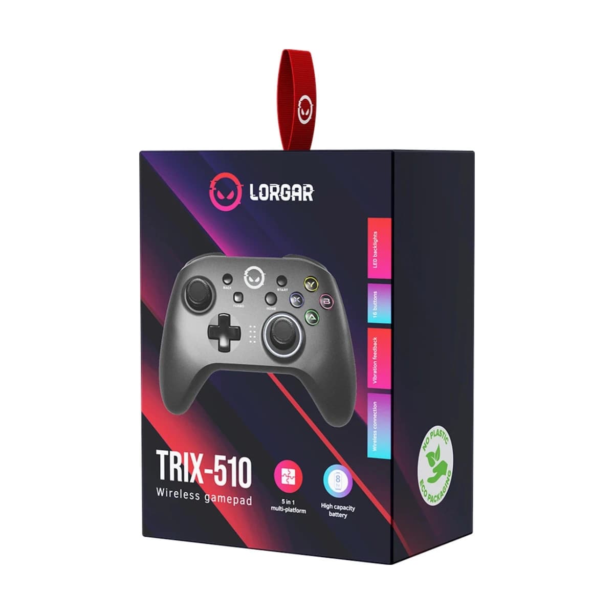 LORGAR TRIX-510, Gaming controller, Black, BT5.0 Controller with built-in 600mah battery, 1M Type-C charging cable ,6 axis motion sensor support nintendo switch ,android,PC, IOS13, PS3, normal size dongle,black
