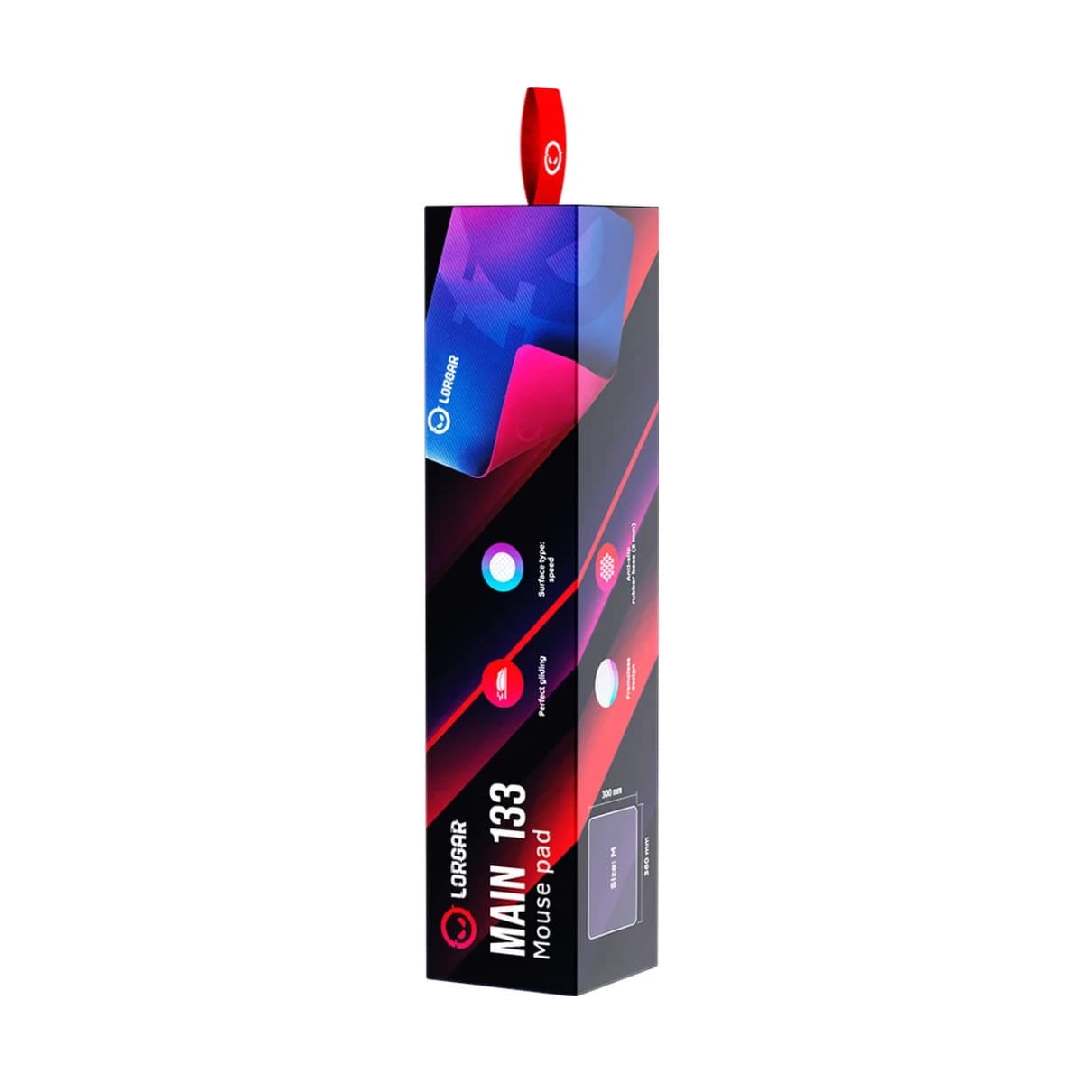 Lorgar Main 133, Gaming mouse pad, High-speed surface, Purple anti-slip rubber base, size: 360mm x 300mm x 3mm, weight 0.2kg