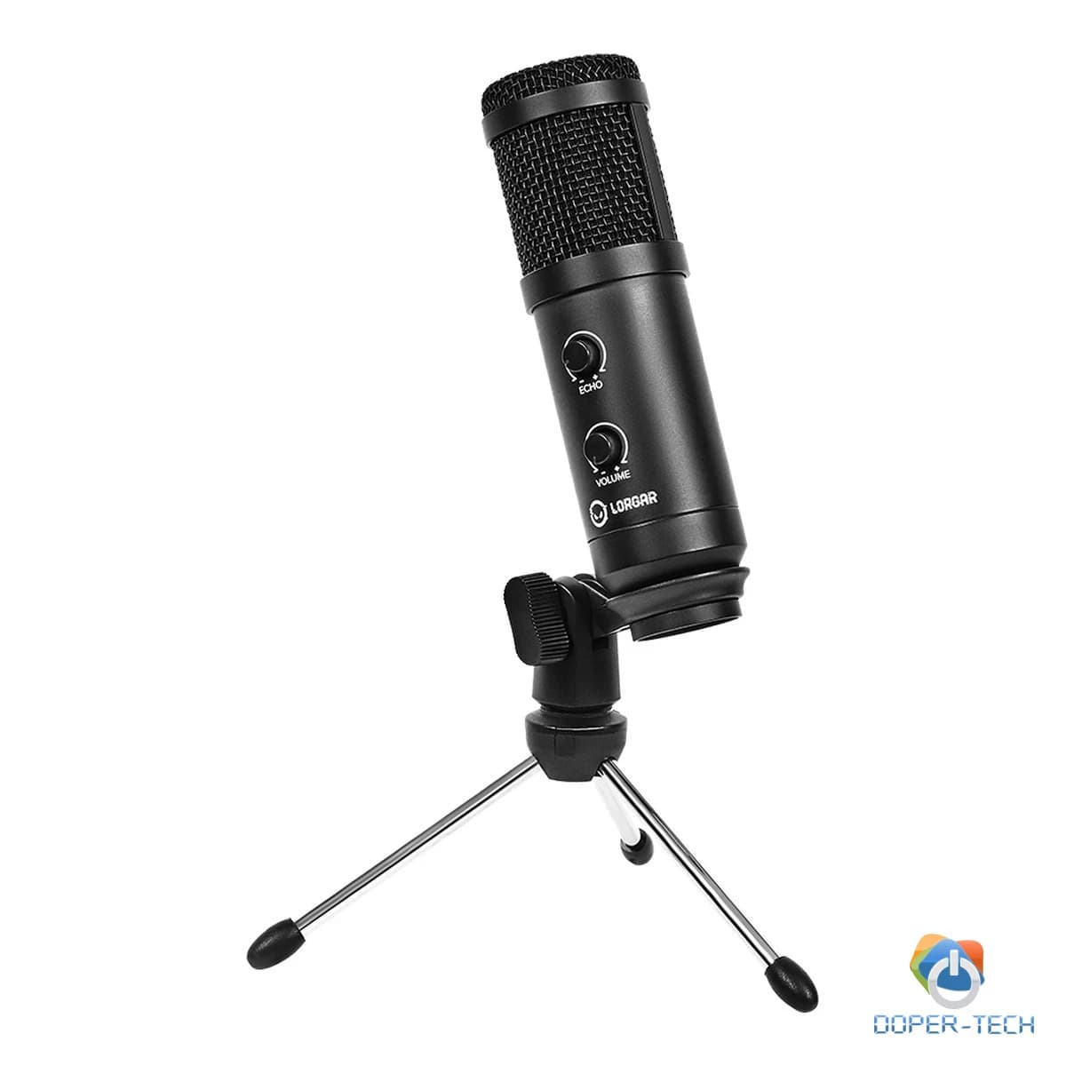 LORGAR Soner 313, Gaming Microphones, Black, USB condenser microphone with Volume Knob & Echo Kob, including 1x Microphone, 1 x 2.5M USB Cable, 1 x Tripod Stand, 1 x User Manual, body size: Φ47.4*158.2*48.1mm, weight: 243.0g