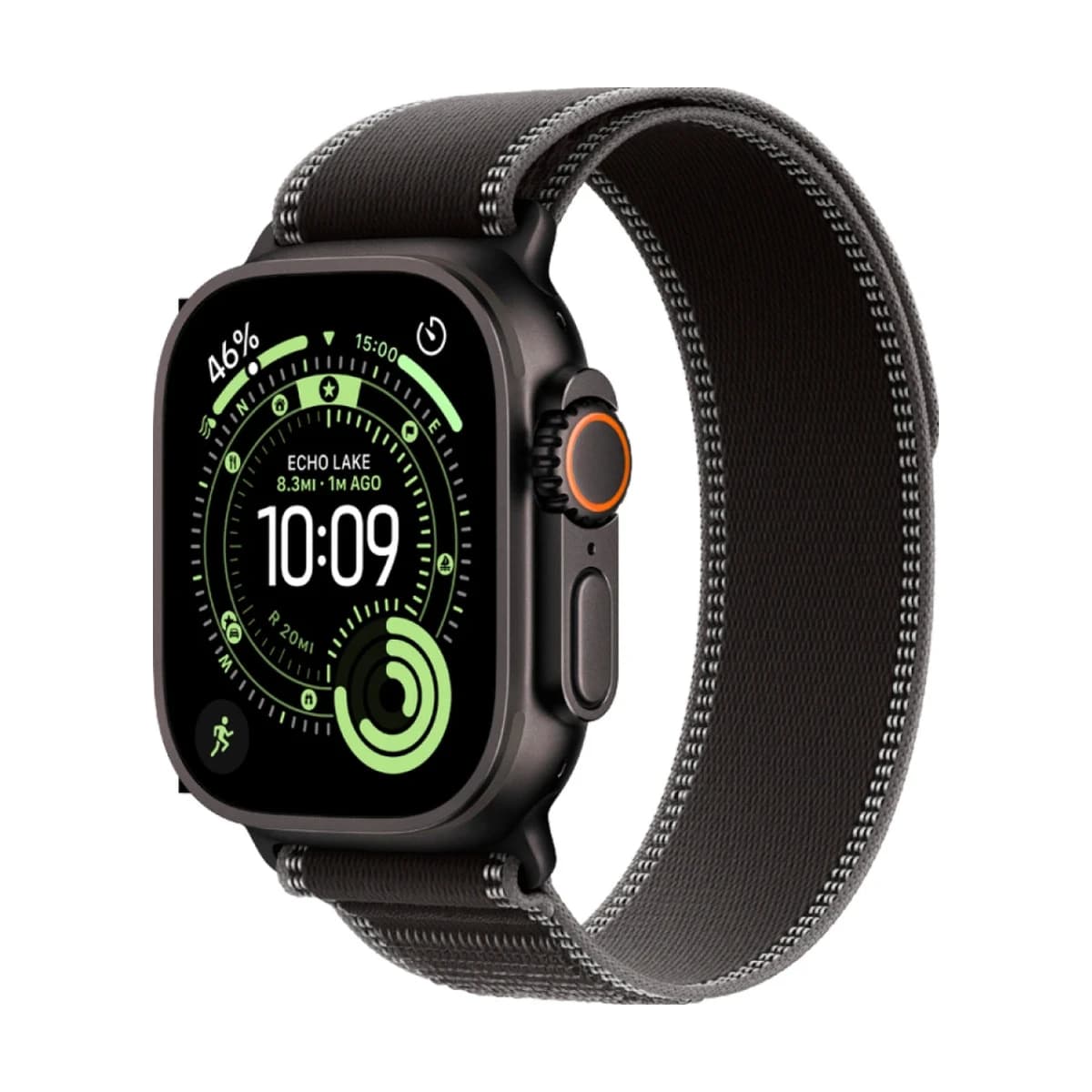 Apple Watch Ultra 3 Cellular 49mm Black Titanium Case with Black/Charcoal Trail Loop - M/L
