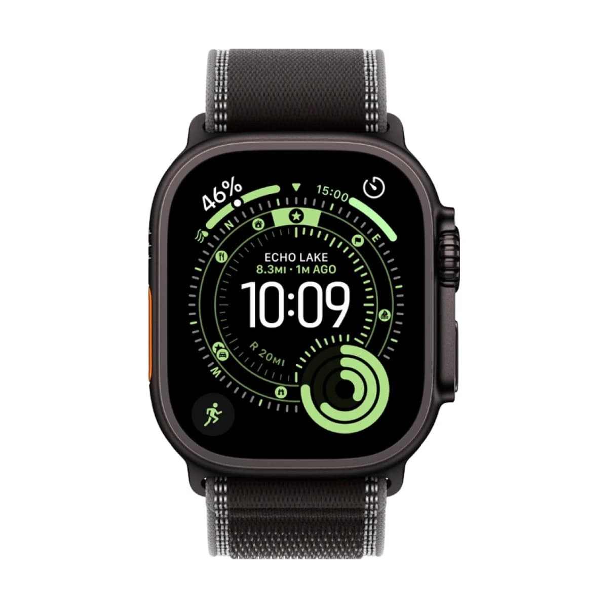 Apple Watch Ultra 3 Cellular 49mm Black Titanium Case with Black/Charcoal Trail Loop - M/L