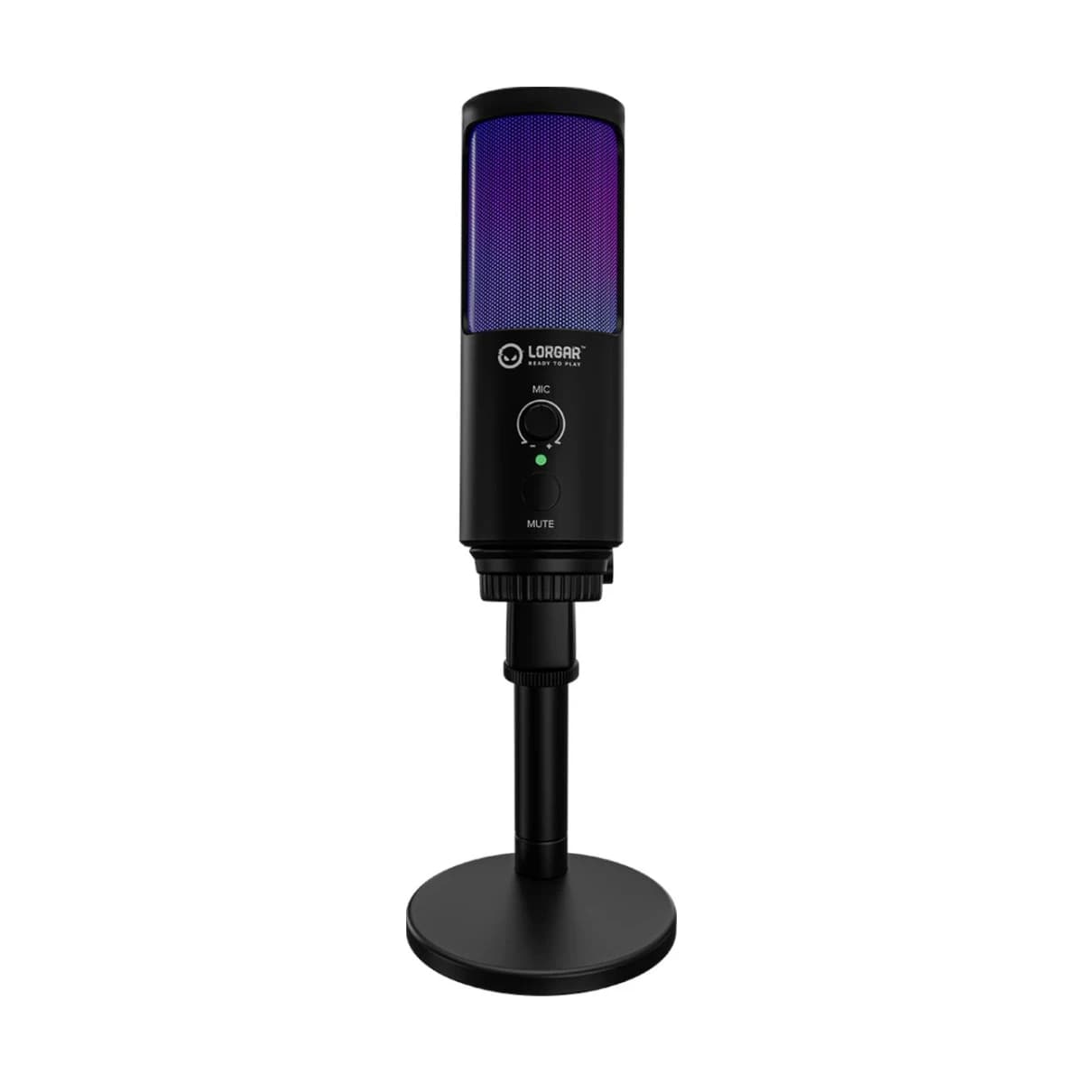 LORGAR SMP40, RGB Microphone with external mute button and metal stand, Black