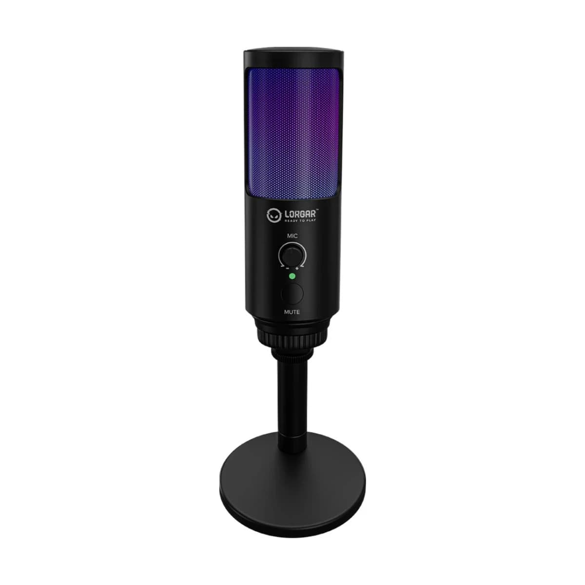 LORGAR SMP40, RGB Microphone with external mute button and metal stand, Black