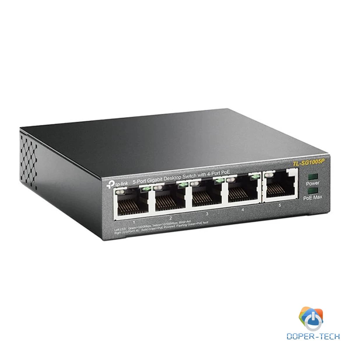 TP-Link TL-SG1005P 5-Port Gigabit Unmanaged Switch with 4-Port PoE+, 802.3af/at PoE+, 65W PoE Power supply, 802.1p/DSCP QoS for Traffic Prioritization, Intelligent Power Management, IGMP Snooping, durable metal casing