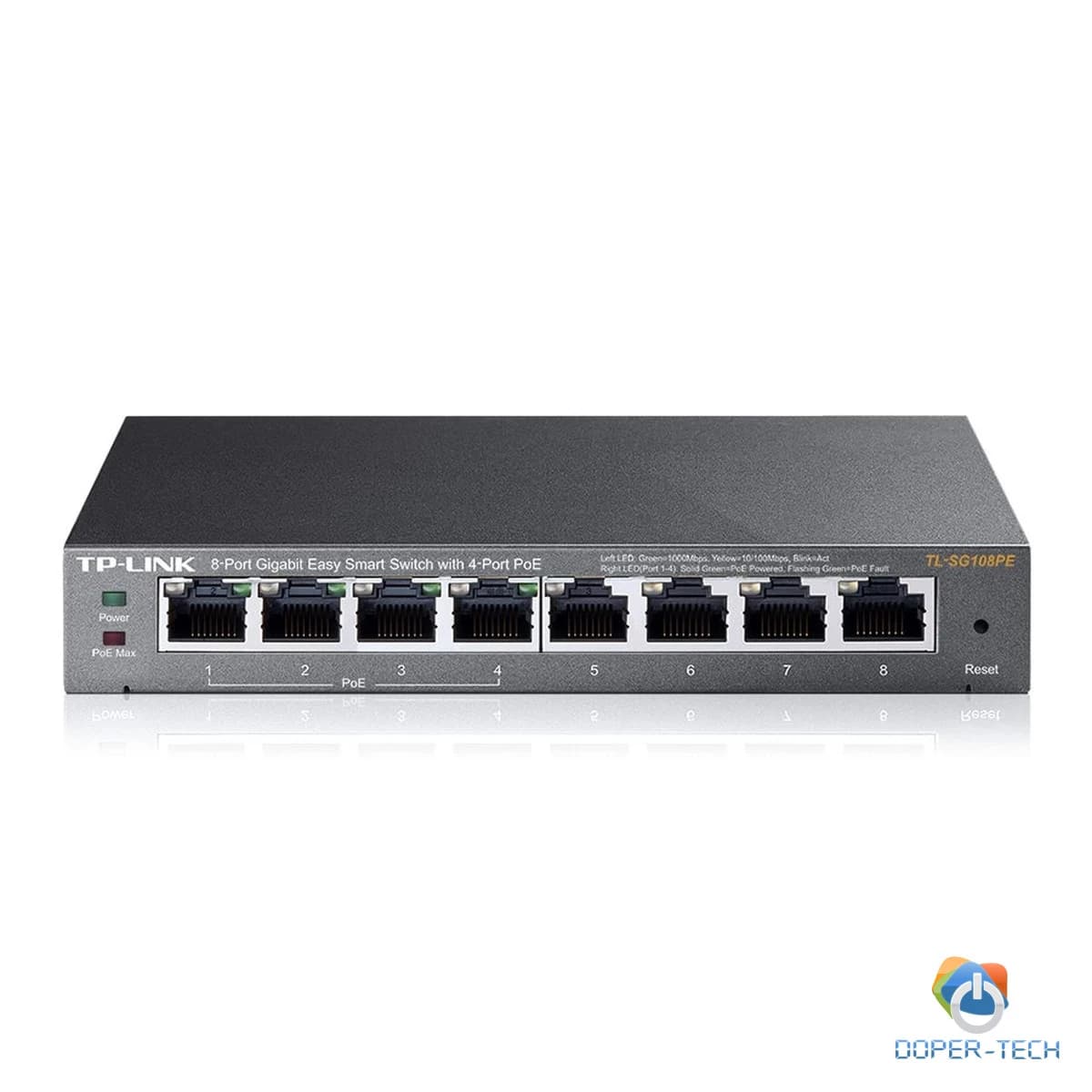 TP-Link TL-SG108PE 8-Port Gigabit Desktop PoE+ Easy Smart Switch, 8 Gigabit RJ45 ports including 4 PoE+ ports, 64W PoE Power supply, MTU/Port/Tag-based VLAN, QoS, IGMP Snooping, PoE Auto Recovery, PD Detection,Intelligent Power Management,steel case