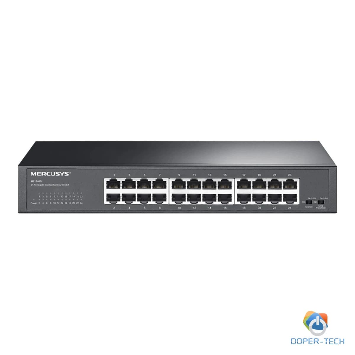 Mercusys MS124GS 24-Port Gigabit Desktop/Rackmount Switch, 24x Gigabit RJ45 Ports, 1U 13-inch Rack-mountable Steel Case, Isolation Mode,Loop Prevention,Plug and Play