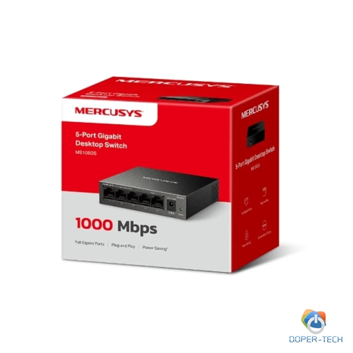 Mercusys MS105GS 5-Port Gigabit Desktop Switch, 5× Gigabit Ports, Desktop Steel Case, Wall Mounting, Plug and Play, Power Saving, Compact design, Green Ethernet technology, Silent
