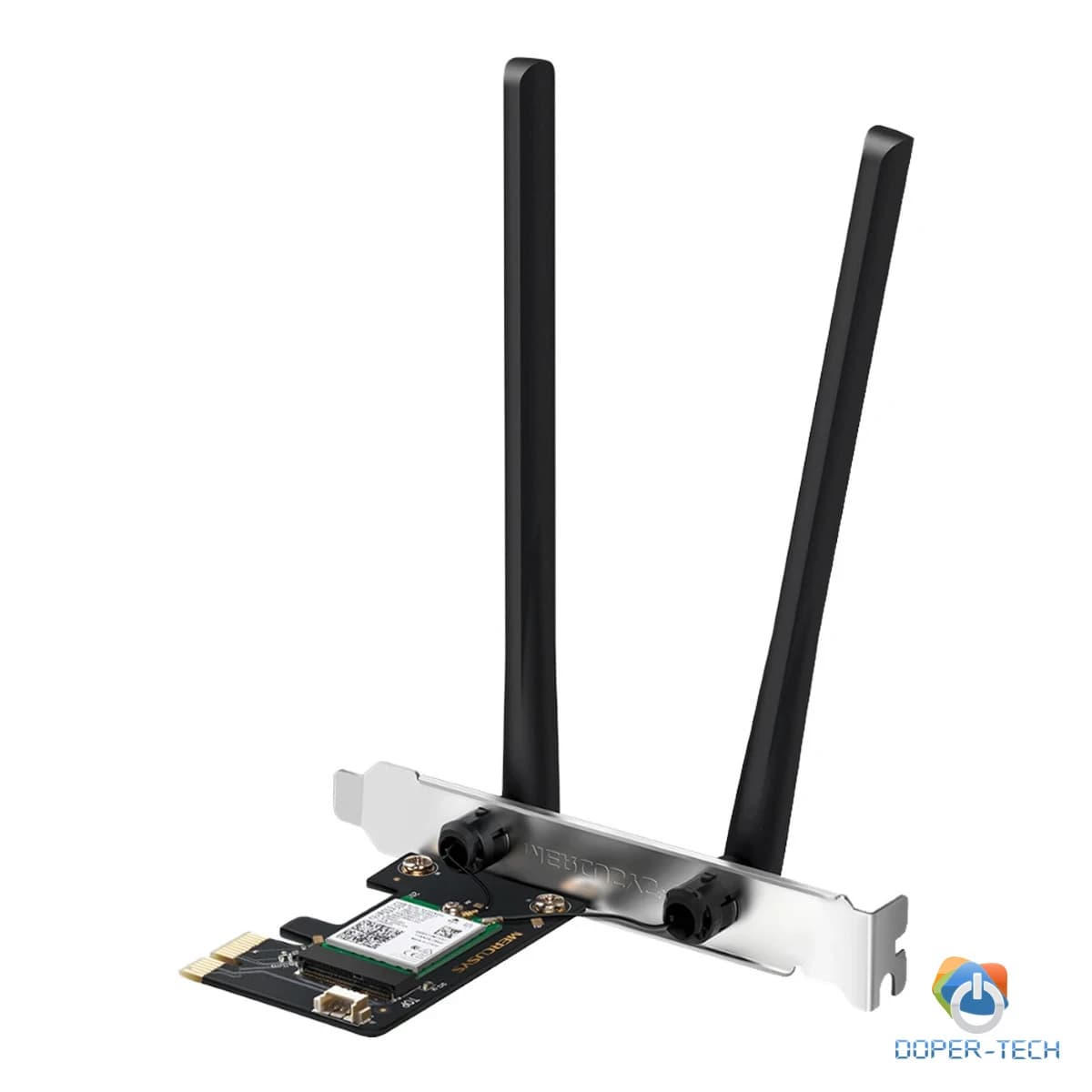 Mercusys MA80XE AX3000 Dual-Band Wi-Fi 6 Bluetooth PCI Express Adapter, 2402 Mbps at 5 GHz + 574 Mbps at 2.4 GHz, 2× High Gain Dual-Band External Antennas, Wi-Fi 6, MU-MIMO, OFDMA, 1024 QAM, HE160, WPA3, Bluetooth 5.2, Intel WiFi 6 Chipset