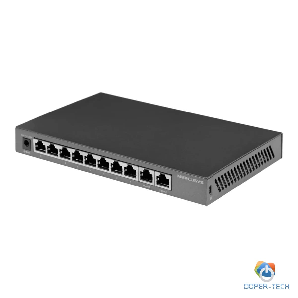 Mercusys MS112GMP 12-Port Gigabit Desktop Switch with 8-Port PoE+, 8x G PoE+ Ports, 2x G Non-PoE Ports, 2x G SFP Slots, 110 W PoE Power, Desktop Steel Case, Wall Mounting, Extend Mode for 250m PoE Transmitting, Priority Port 1-2, Isolation Mode