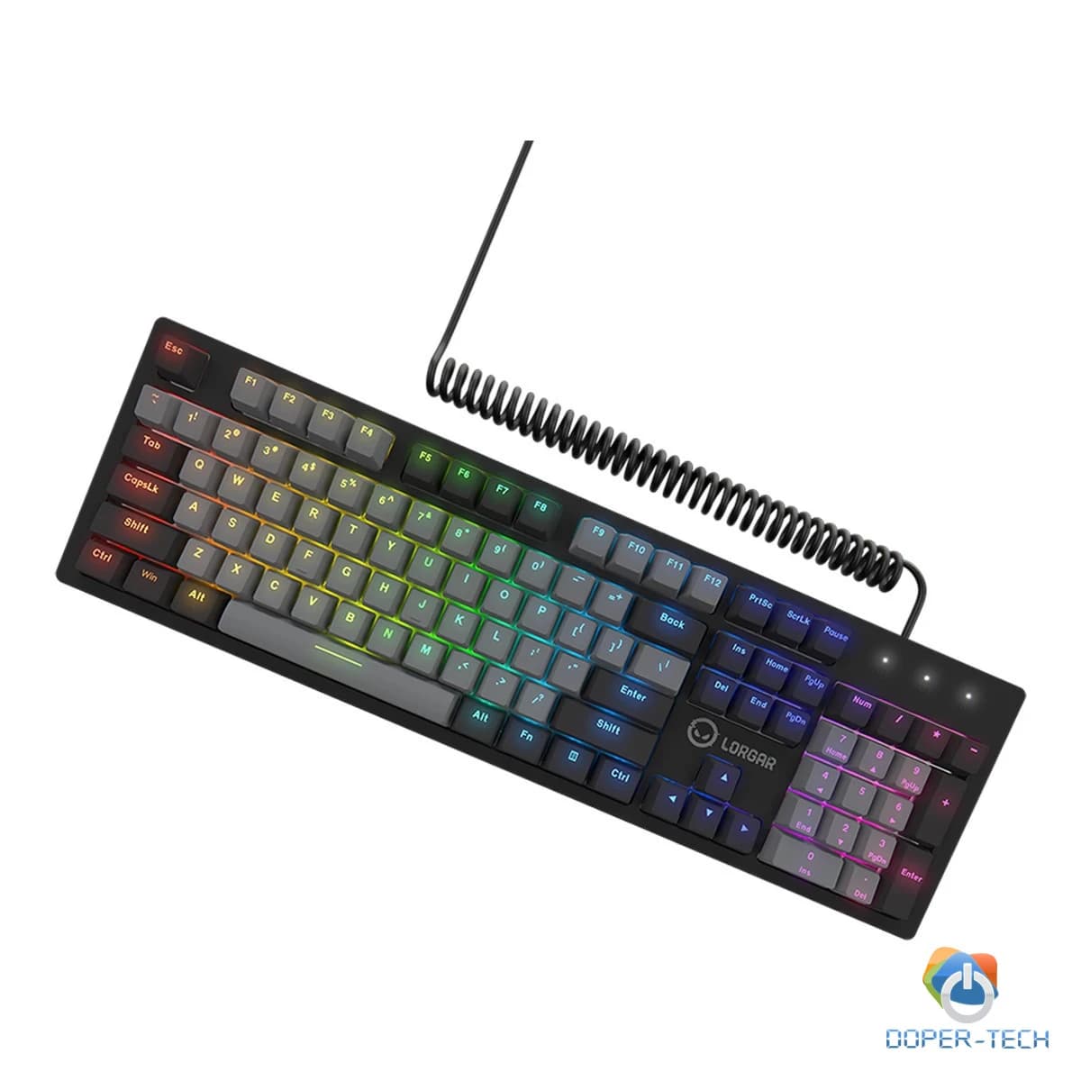 LORGAR Azar 514, Wired mechanical gaming keyboard, RGB backlight, 1680000 colour variations, 18 modes, keys number: 104, 50M clicks, linear dream switches, spring cable up to 3.4m, ABS plastic+metal, magnetic cover, 450*136*39mm, 1.17kg, black, EN layout