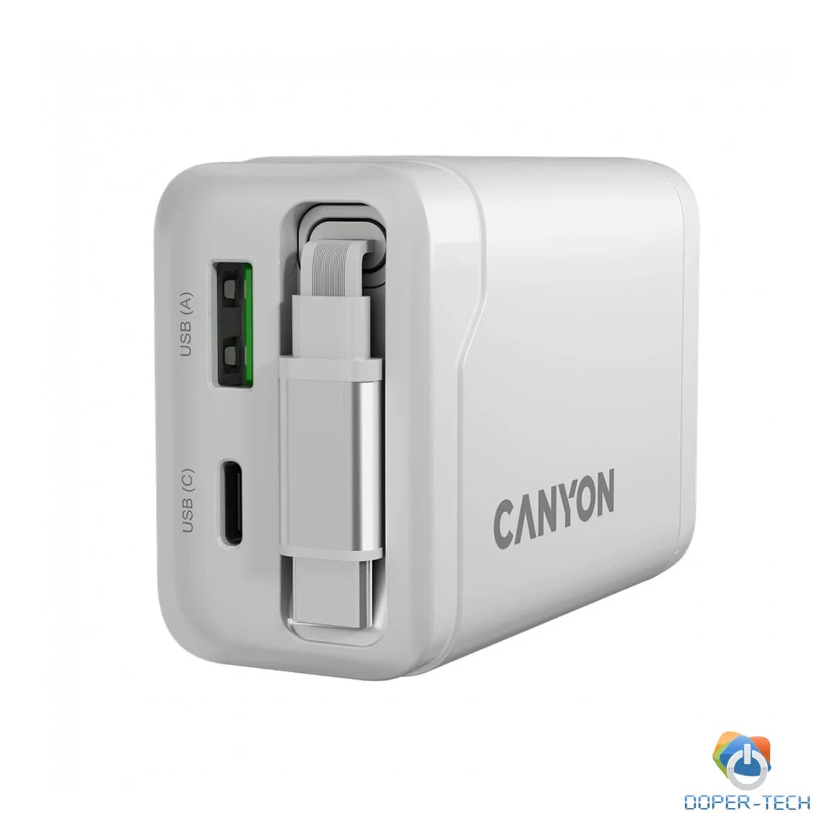 CANYON charger OnCharge 65RC Build-In Cable USB-C 65W 1xPD 1xQC EU White