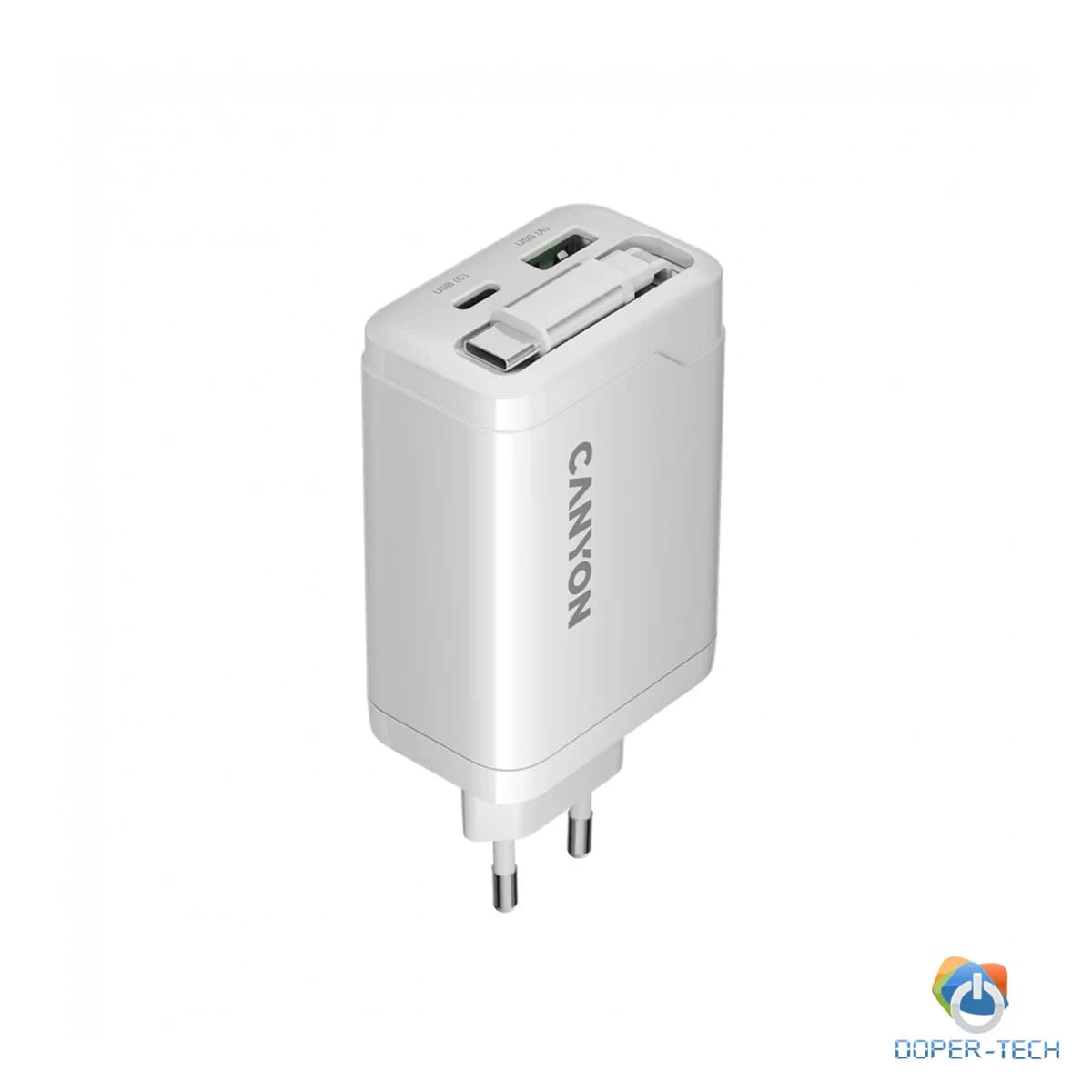 CANYON charger OnCharge 65RC Build-In Cable USB-C 65W 1xPD 1xQC EU White