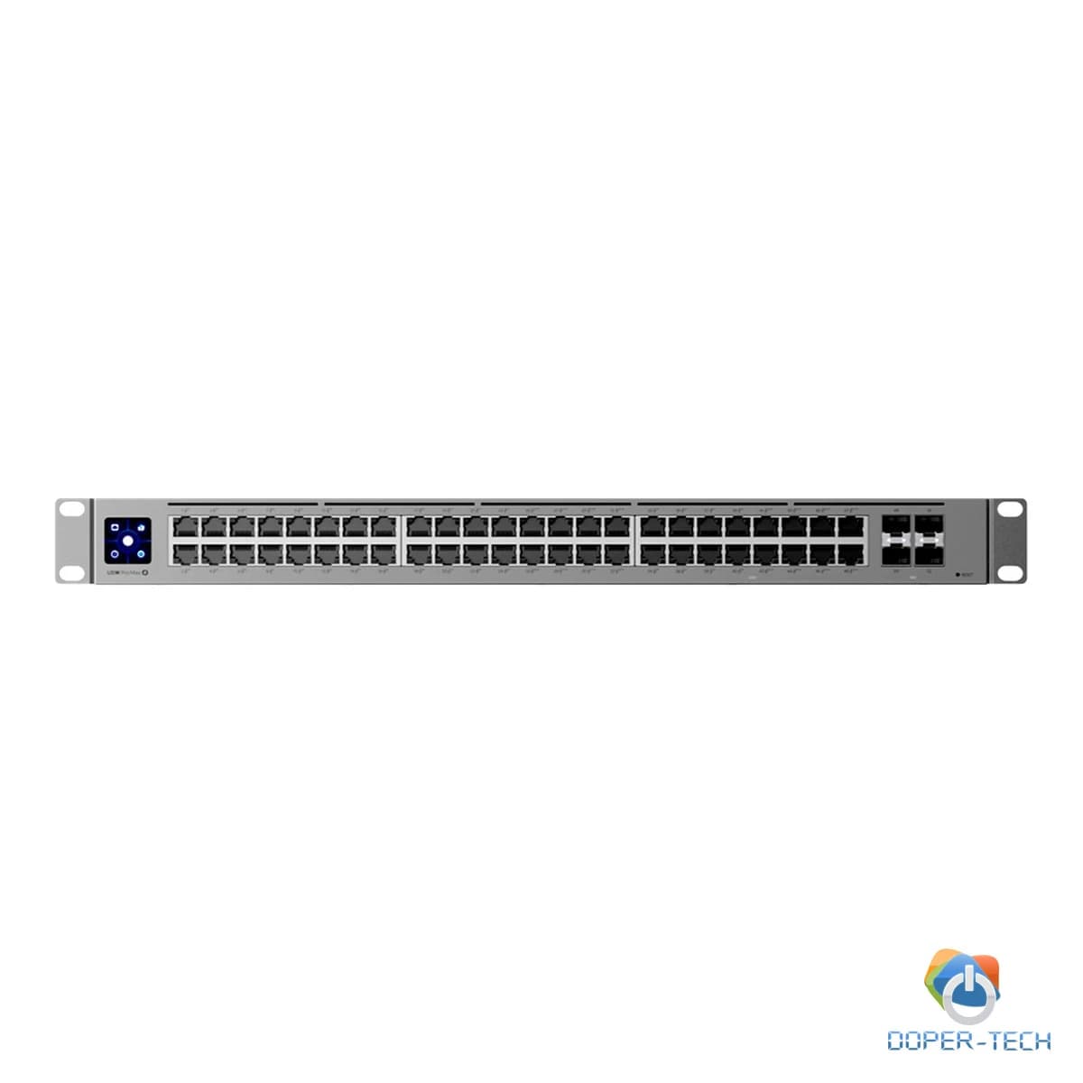 Ubiquiti 48-port, Layer 3 switch 2.5 GbE and PoE++ output, 16x 2.5 GbE ports including (8) PoE+ and (8) PoE++, 32x GbE ports including (24) PoE+ and (8) PoE++, 4x 10G SFP+ ports. Can power devices with up to 720W, it has power consumption of 100W (Excluding PoE output)