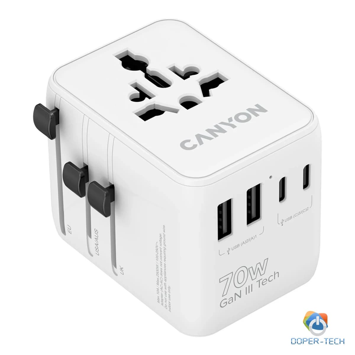 CANYON Travel Adapter OnTour 70 EU/UK/US/AUS 70W White