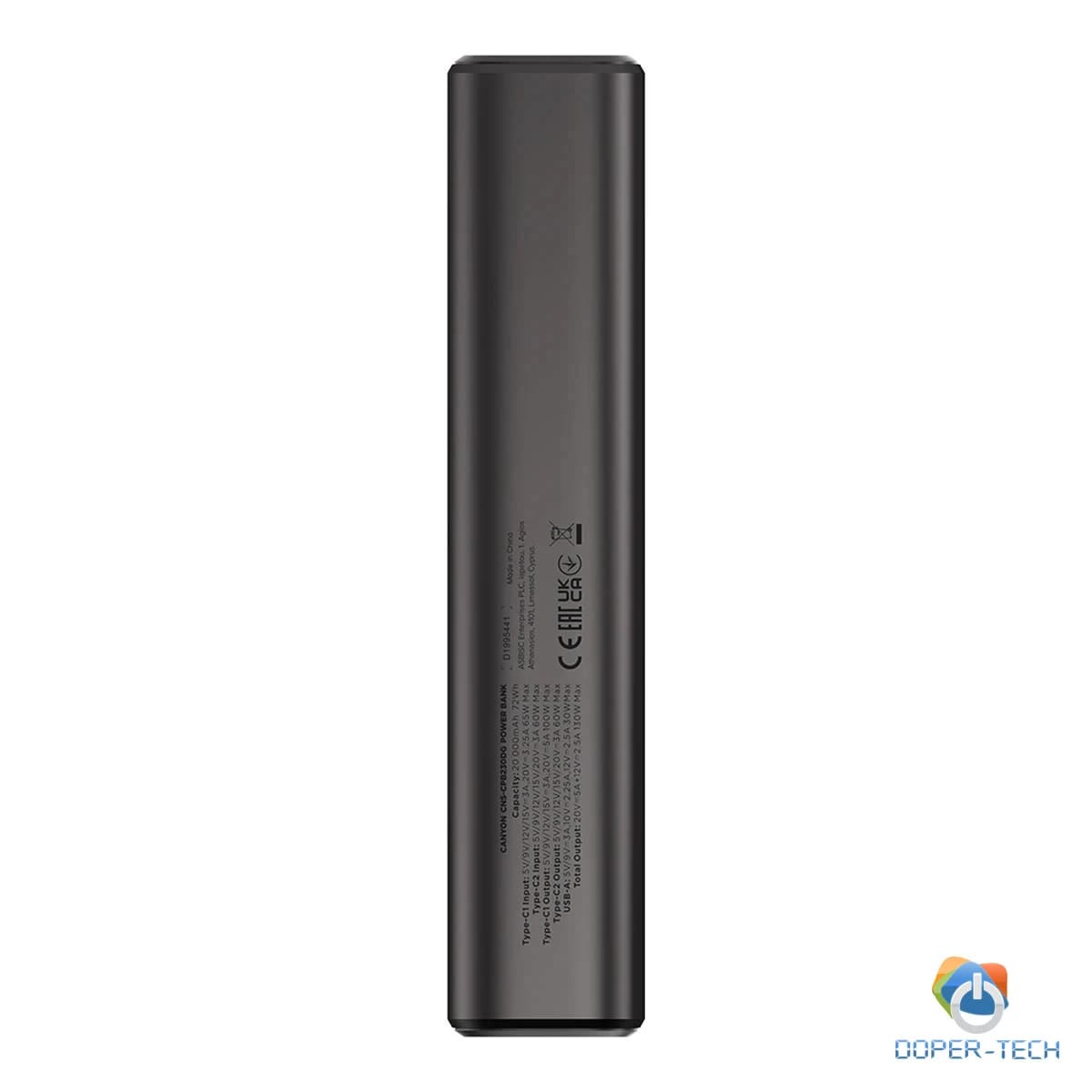 CANYON power bank OnPower 230 TFT 20000 mAh PD130W Dark Grey