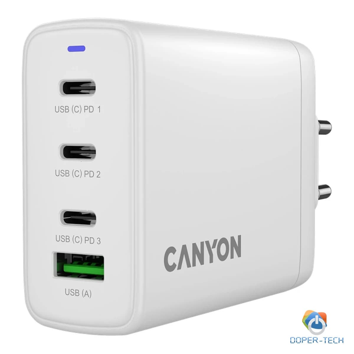 CANYON charger OnCharge 120 GAN Total 120W MAX 3 USB-C +1 USB-A White EU plug