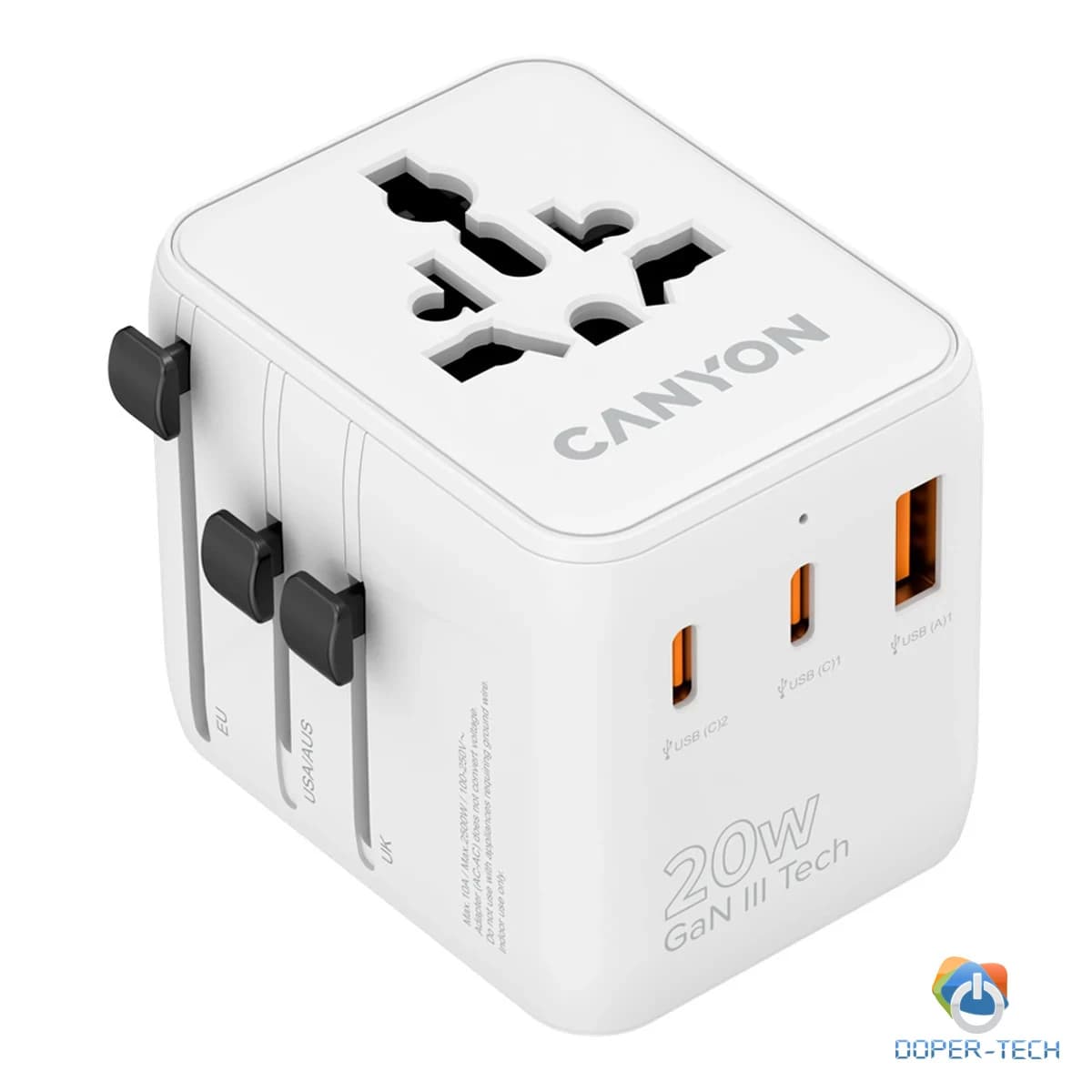 CANYON Travel Adapter OnTour 20 EU/UK/US/AUS 20W  White