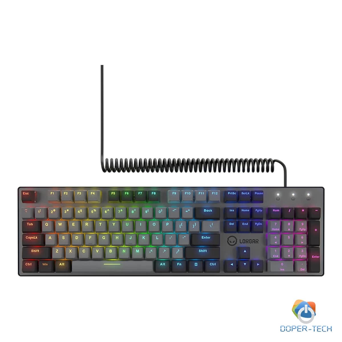 LORGAR Azar 514, Wired mechanical gaming keyboard, RGB backlight, 1680000 colour variations, 18 modes, keys number: 104, 50M clicks, linear dream switches, spring cable up to 3.4m, ABS plastic+metal, magnetic cover, 450*136*39mm, 1.17kg, black, EN layout