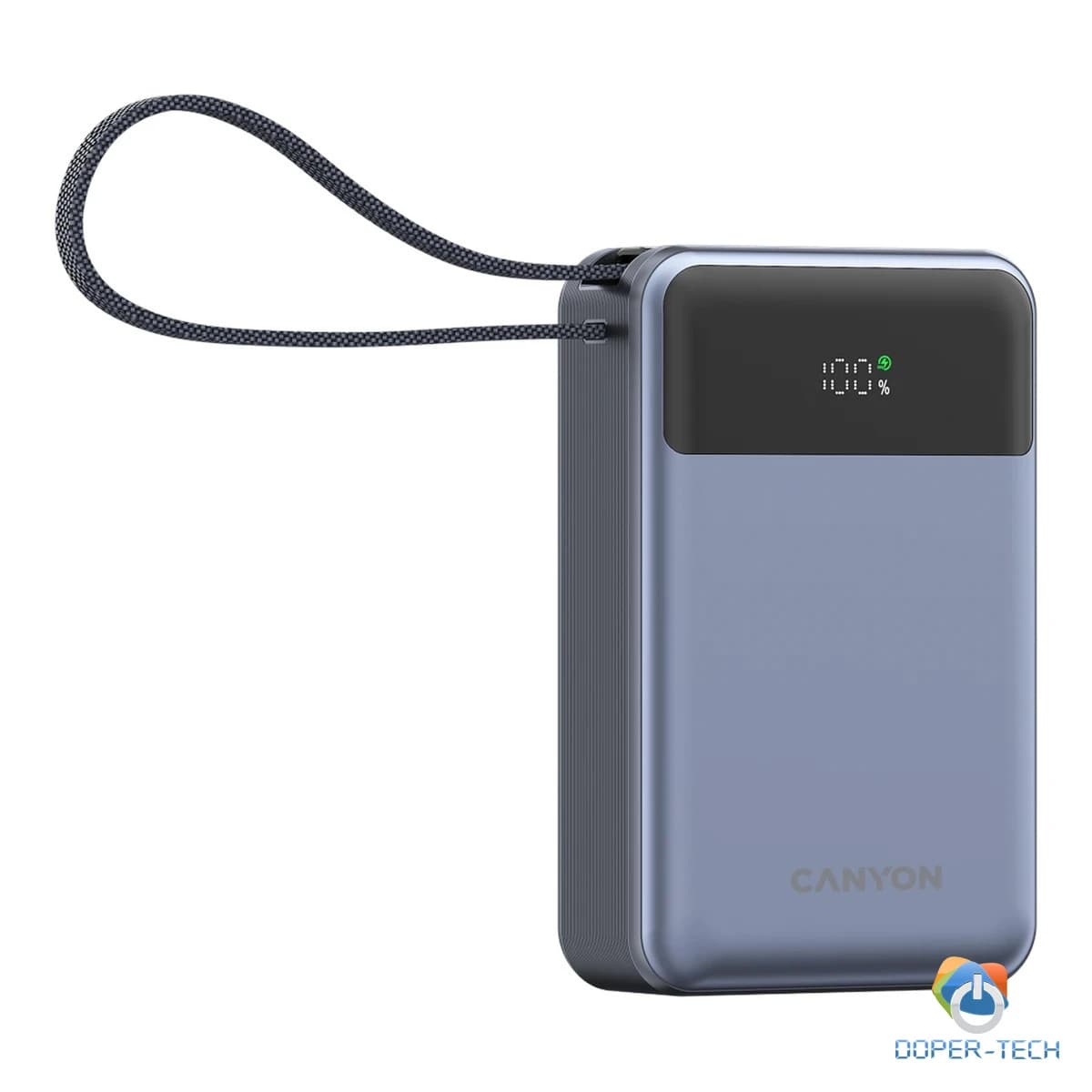 Powerbank Canyon OnPower 600 20000 mAh PD 65 W s ugrađenim kabelom – prikaz s ugrađenim kabelom