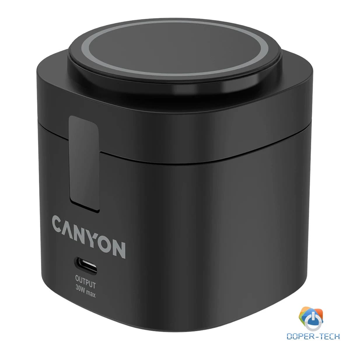 Canyon 4 in 1 Wireless Charging Stand, 30W max, Size: 70x70x70.3mm, weight: 414g, with 65W charger and 1M cable, black