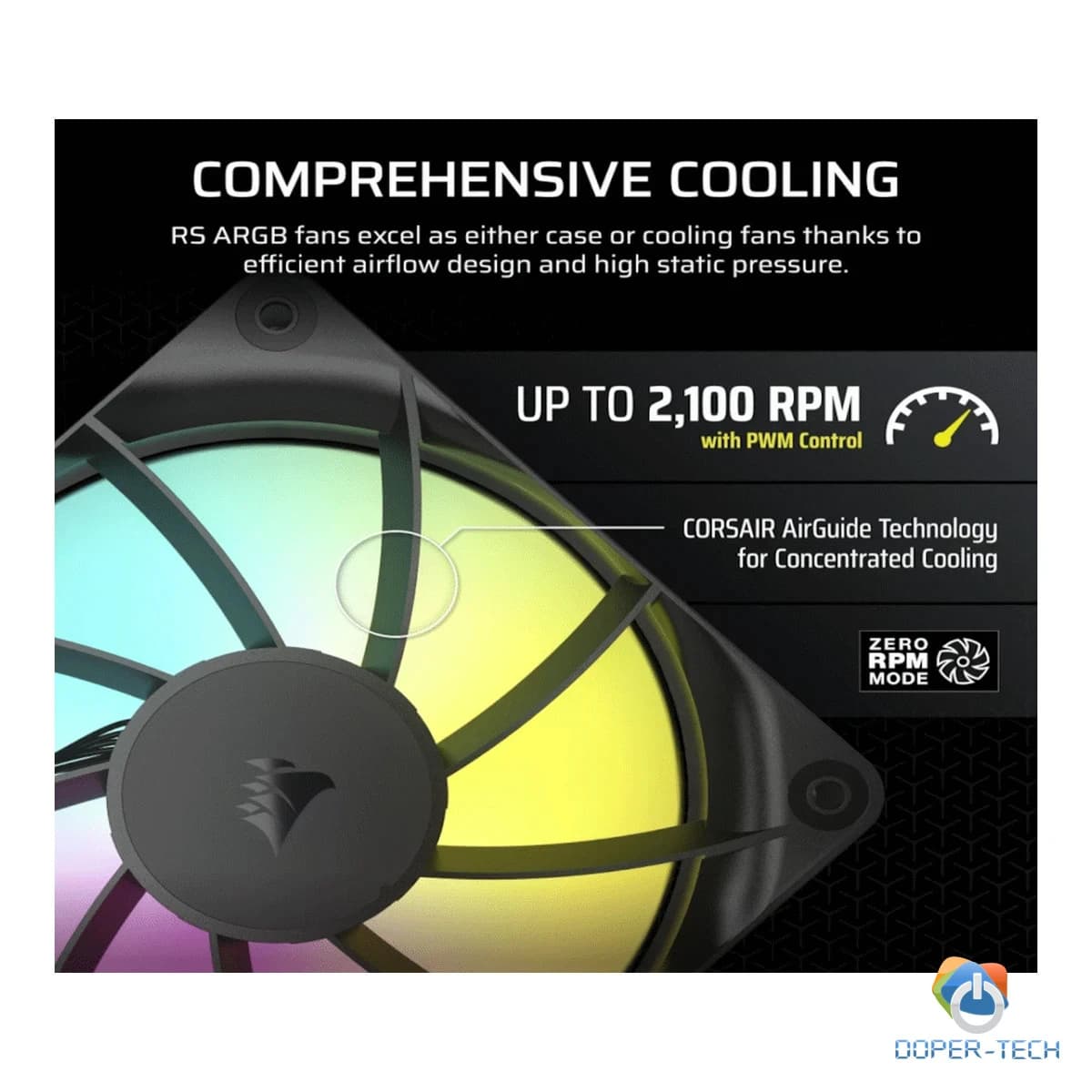 Ventilator za kućište Corsair RS120 ARGB 120mm PWM crni