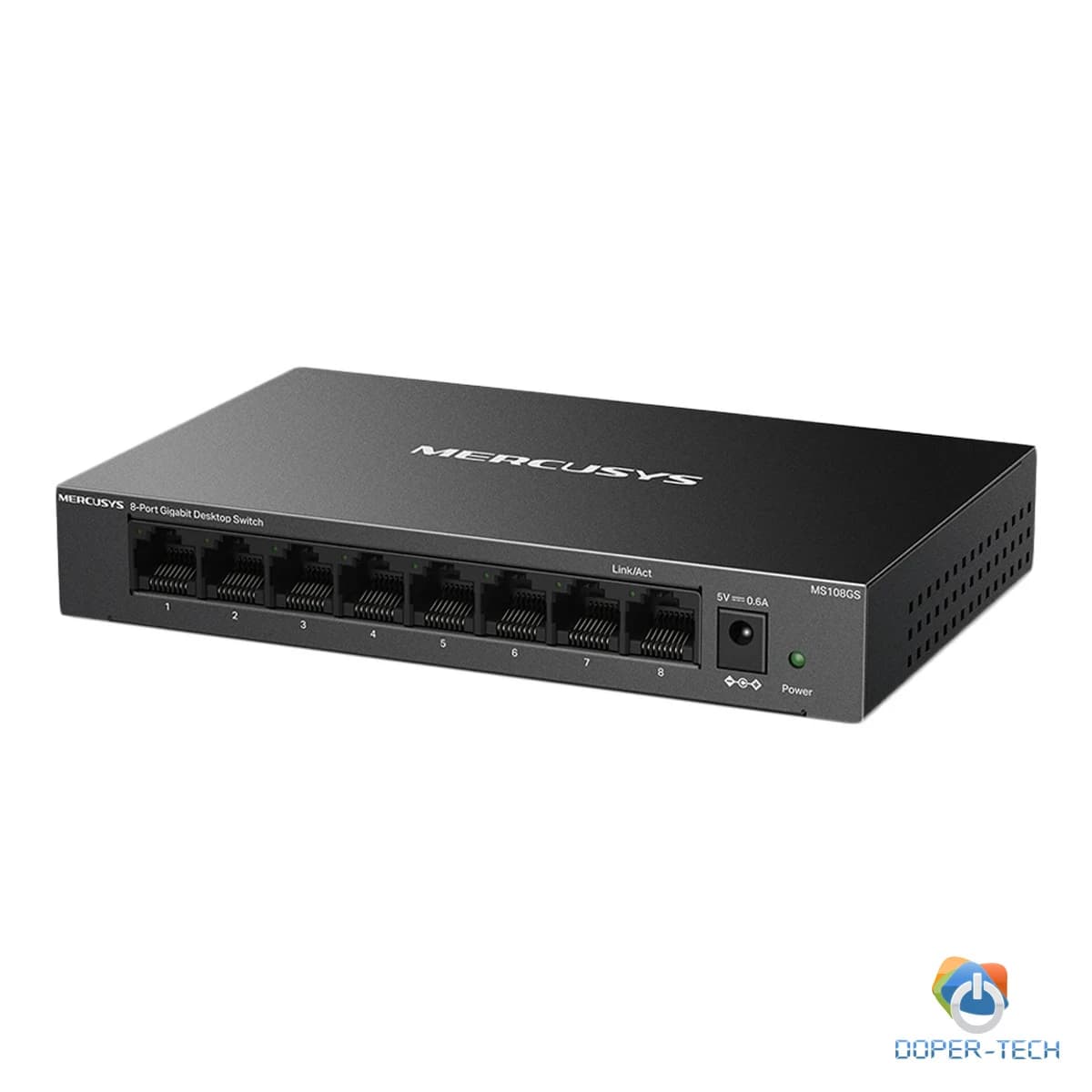 Mercusys MS108GS 8-Port Gigabit Desktop Switch, 8× Gigabit Ports, Desktop Steel Case, Wall Mounting, Plug and Play, Power Saving, Compact design, Green Ethernet technology, Silent
