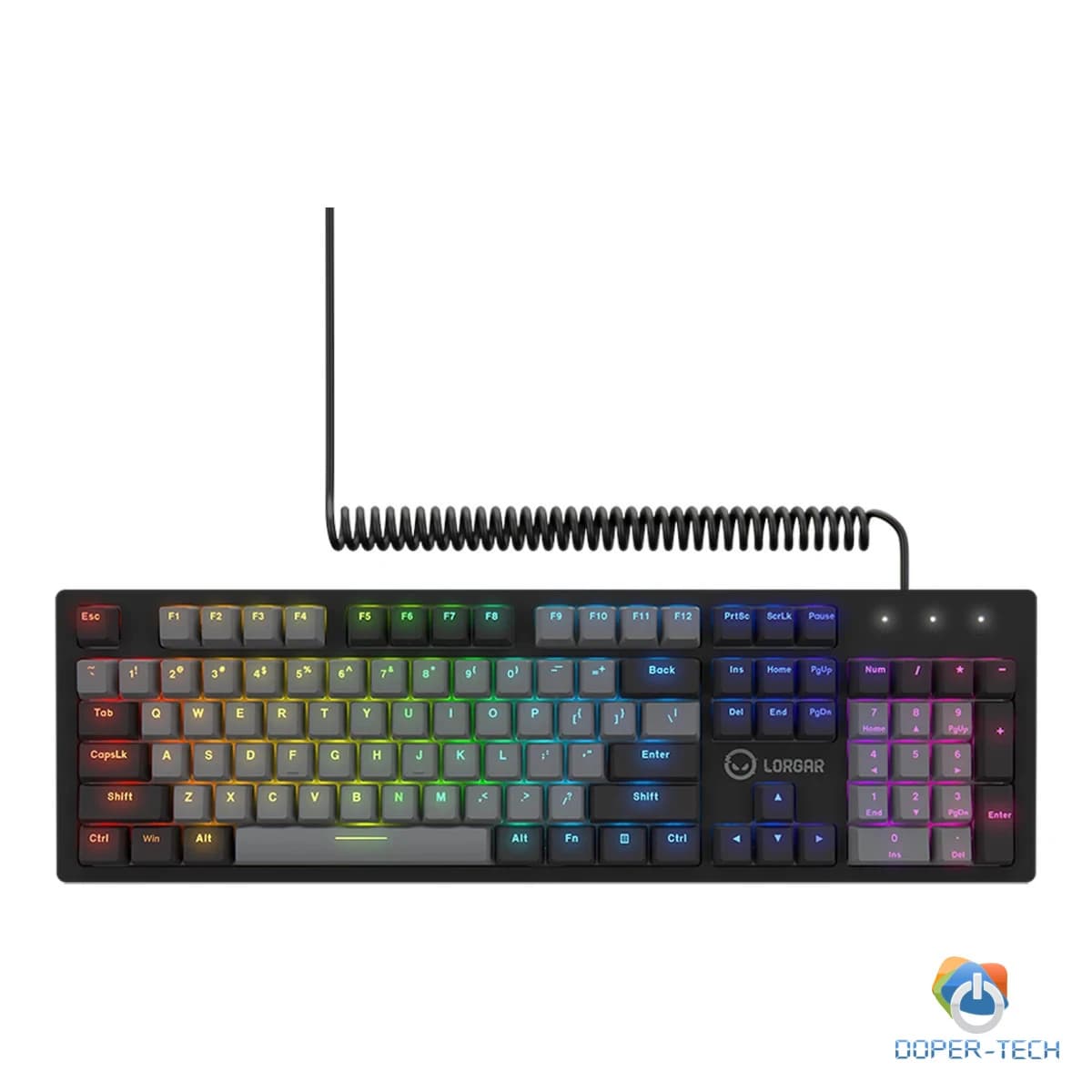 LORGAR Azar 514, Wired mechanical gaming keyboard, RGB backlight, 1680000 colour variations, 18 modes, keys number: 104, 50M clicks, linear dream switches, spring cable up to 3.4m, ABS plastic+metal, magnetic cover, 450*136*39mm, 1.17kg, black, EN layout