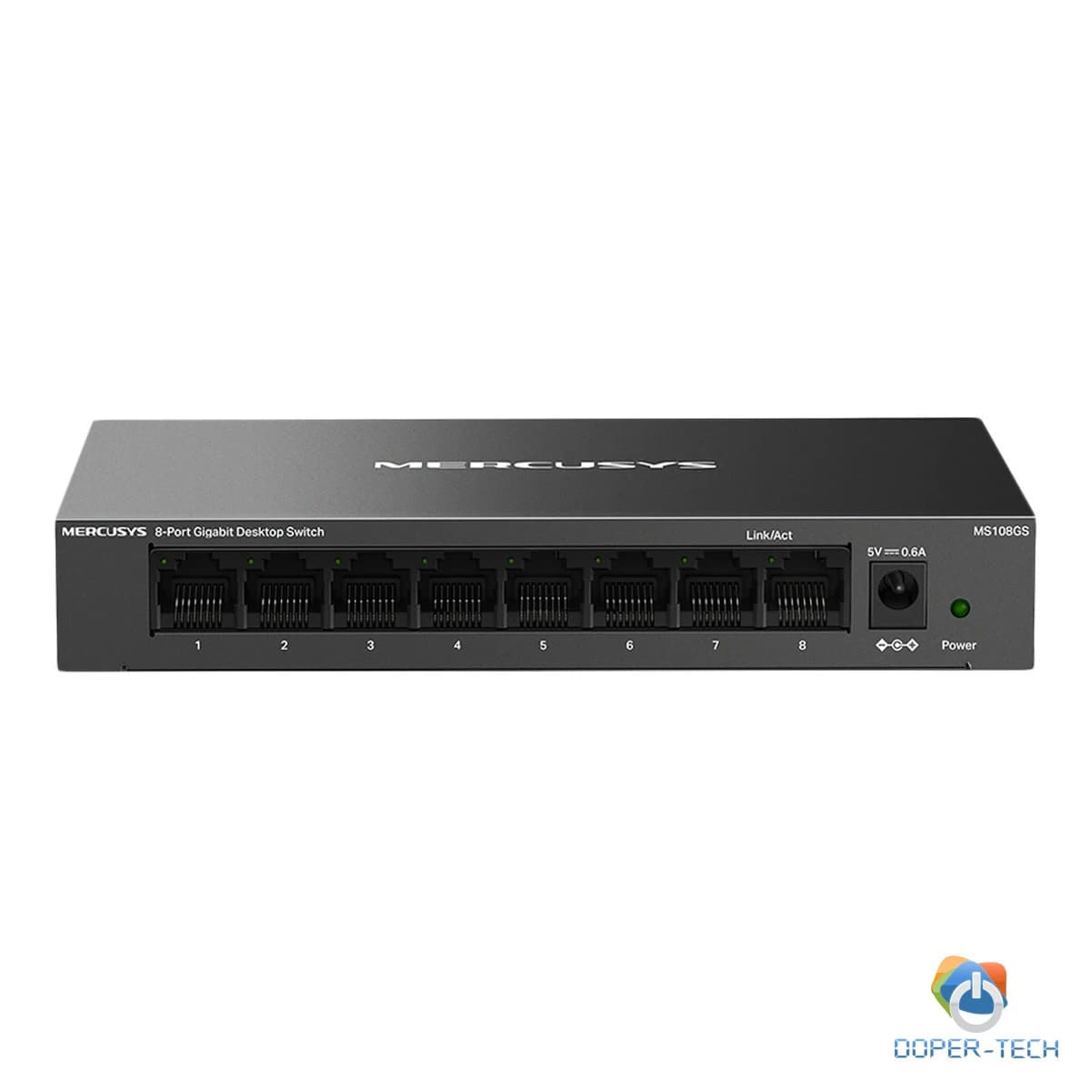 Mercusys MS108GS 8-Port Gigabit Desktop Switch, 8× Gigabit Ports, Desktop Steel Case, Wall Mounting, Plug and Play, Power Saving, Compact design, Green Ethernet technology, Silent