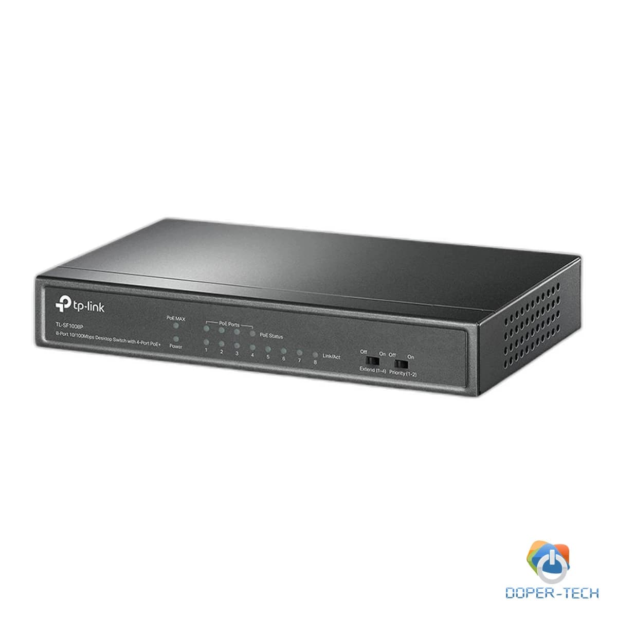 Switch TP-Link Tl-SF1008P, 8-port 10/100Mbps Desktop PoE Switch, 8 10/100Mbps RJ45 ports including 4 PoE ports, 57W PoE Power supply, steel case