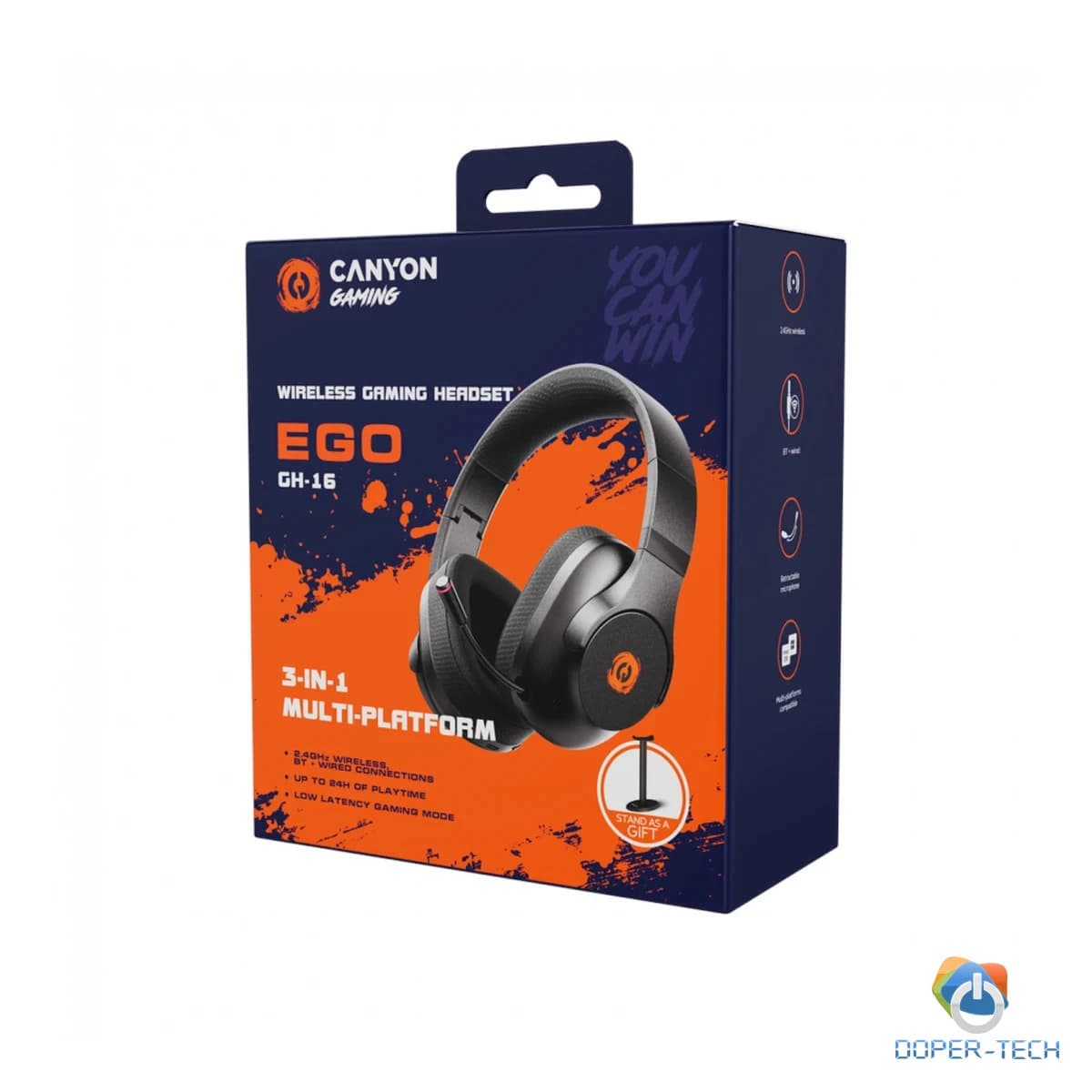 Gaming slušalice Canyon Ego GH-16 bežične 3u1 crne – pakiranje