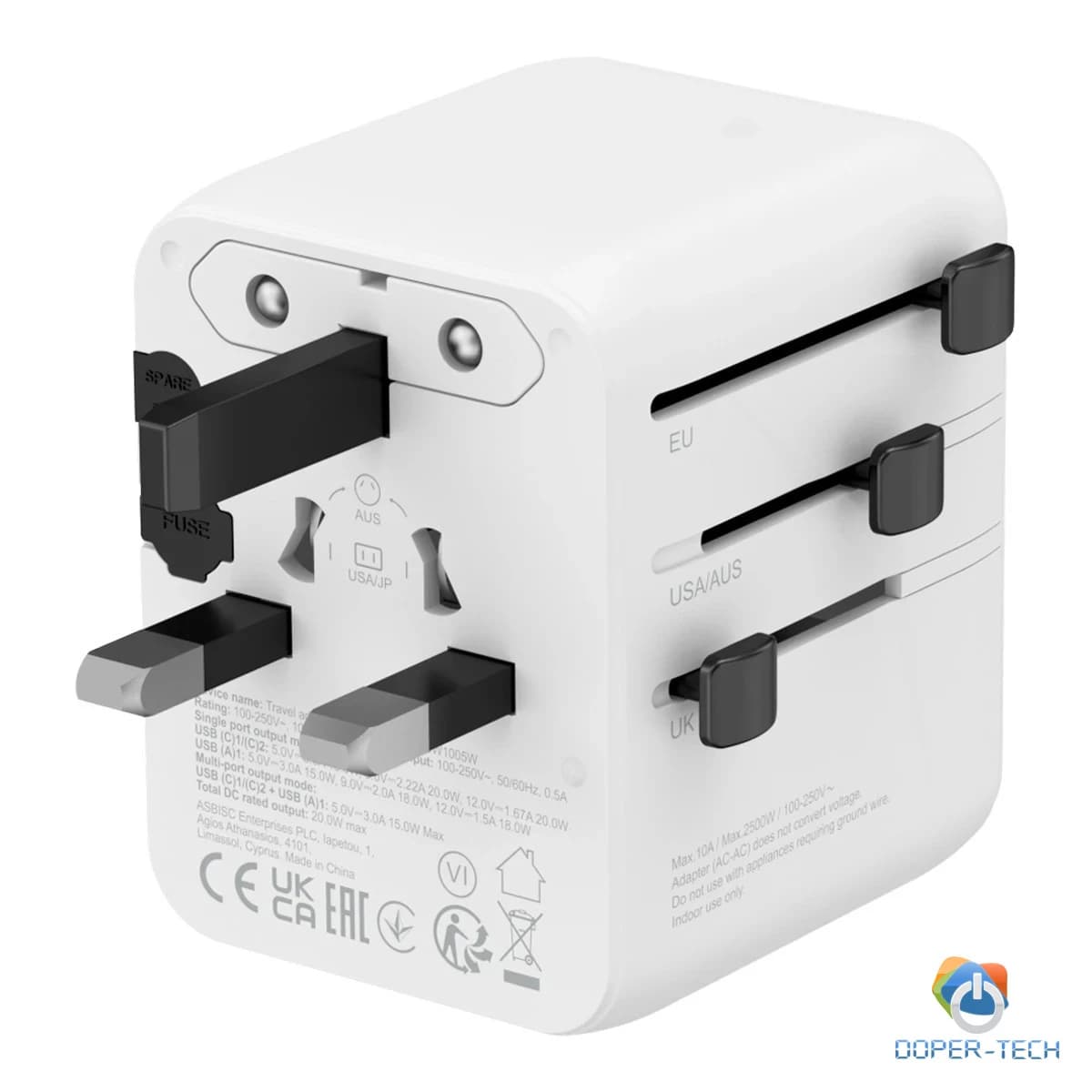 CANYON Travel Adapter OnTour 20 EU/UK/US/AUS 20W  White