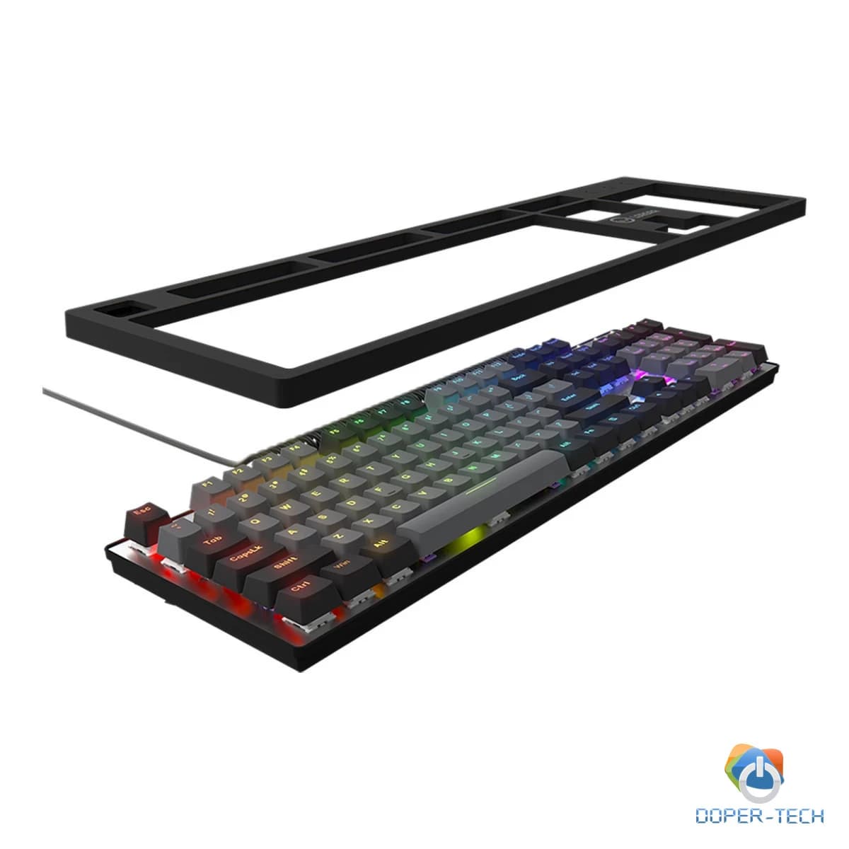 LORGAR Azar 514, Wired mechanical gaming keyboard, RGB backlight, 1680000 colour variations, 18 modes, keys number: 104, 50M clicks, linear dream switches, spring cable up to 3.4m, ABS plastic+metal, magnetic cover, 450*136*39mm, 1.17kg, black, EN layout