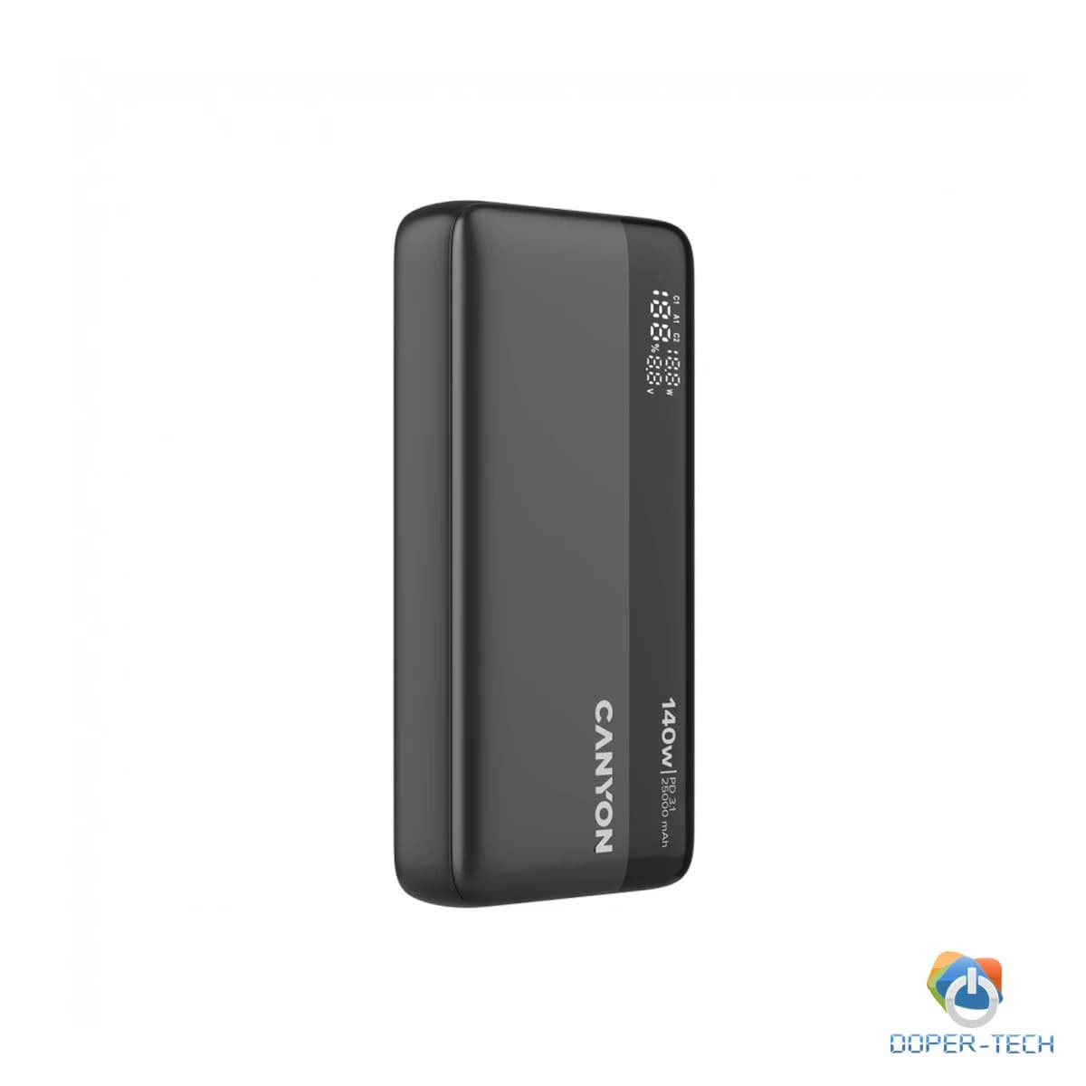 Powerbank Canyon OnPower 240 25000 mAh 140 W PD 3.1 sa zaslonom – prikaz s priključcima