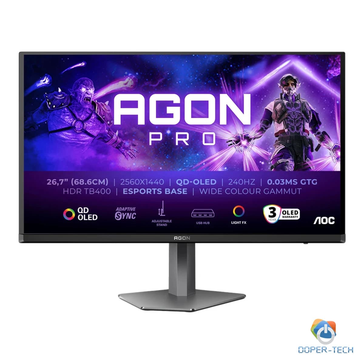 Gaming monitor AOC AGON PRO AG276QZD2 26,7 inča QD-OLED prednja strana