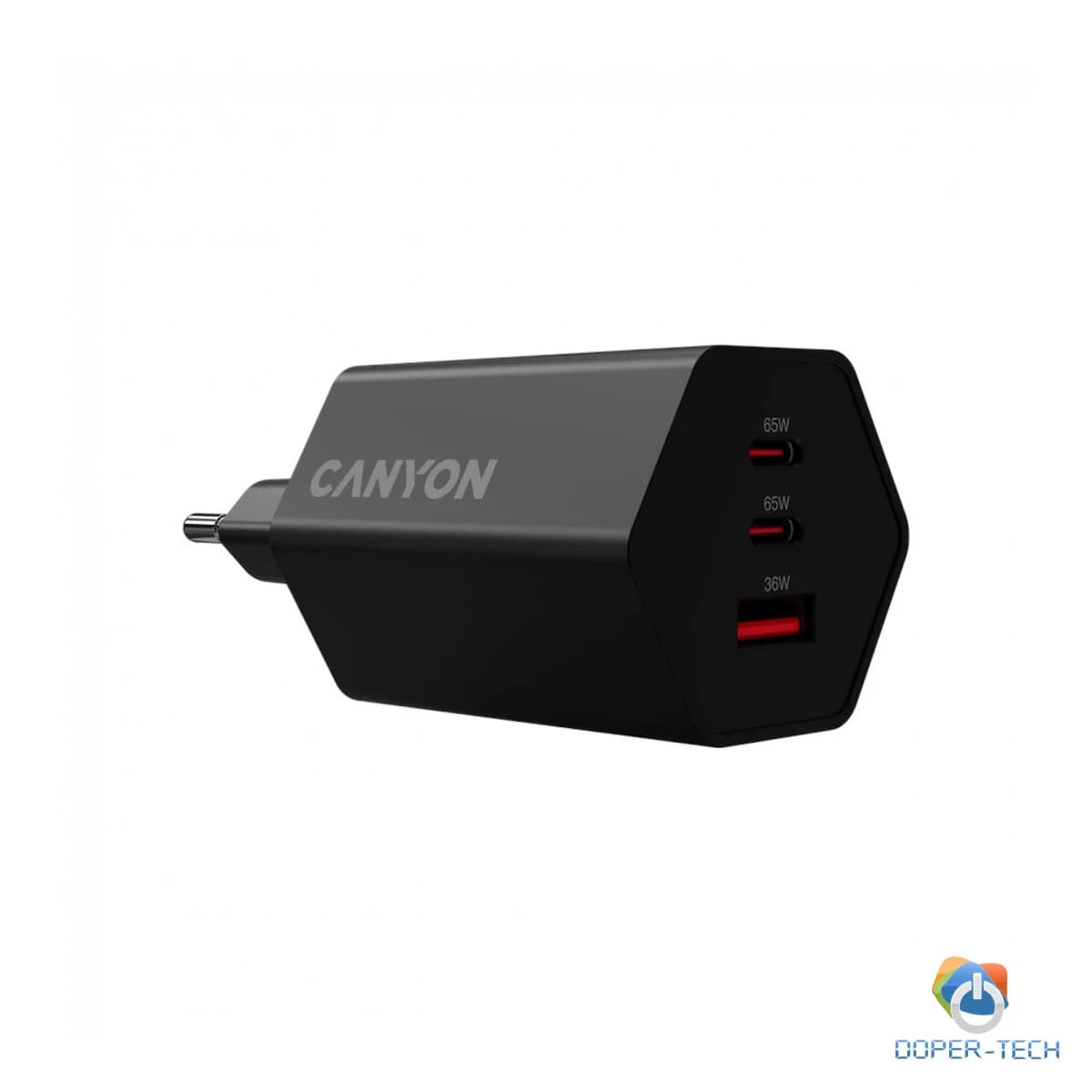 CANYON charger HEXAGON 65 GaN 65W 2xPD 1xQC EU Black