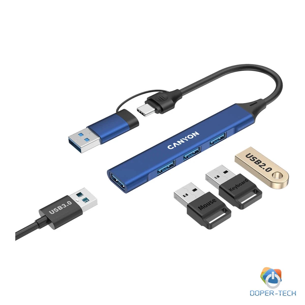 CANYON hub DS-02 4in1 USB-A/C Blue