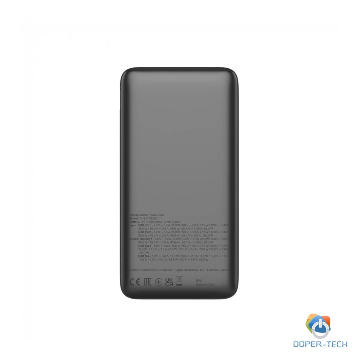 Powerbank Canyon OnPower 240 25000 mAh 140 W PD 3.1 sa zaslonom – prednji prikaz
